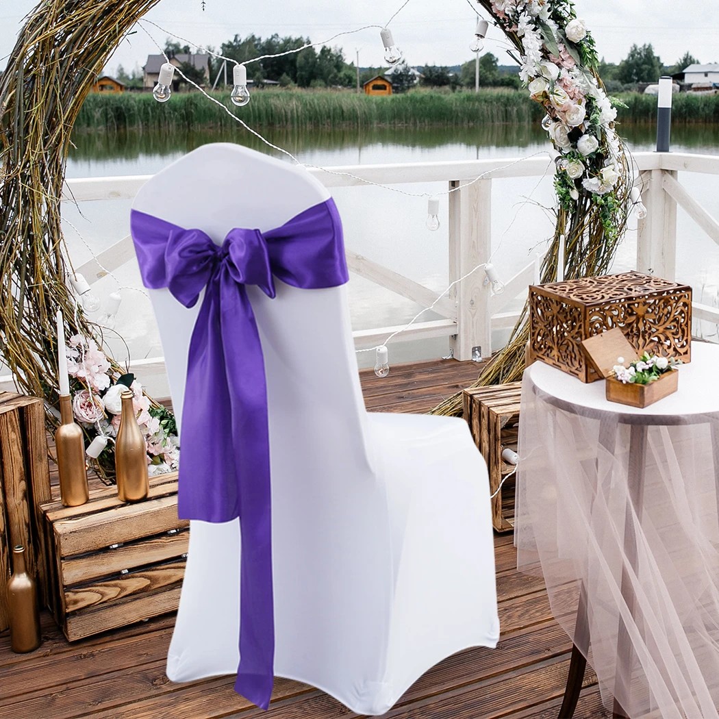 7 Traderight 20 Pcs Satin Chair Sashes - Purple, 7 of 7