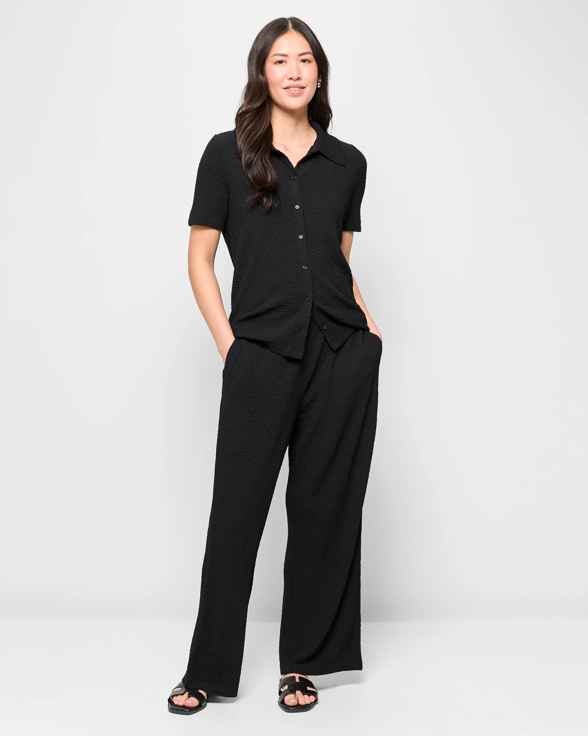 1 Target Textured Pull On Wide Leg Pants BLACK, 1 of 5