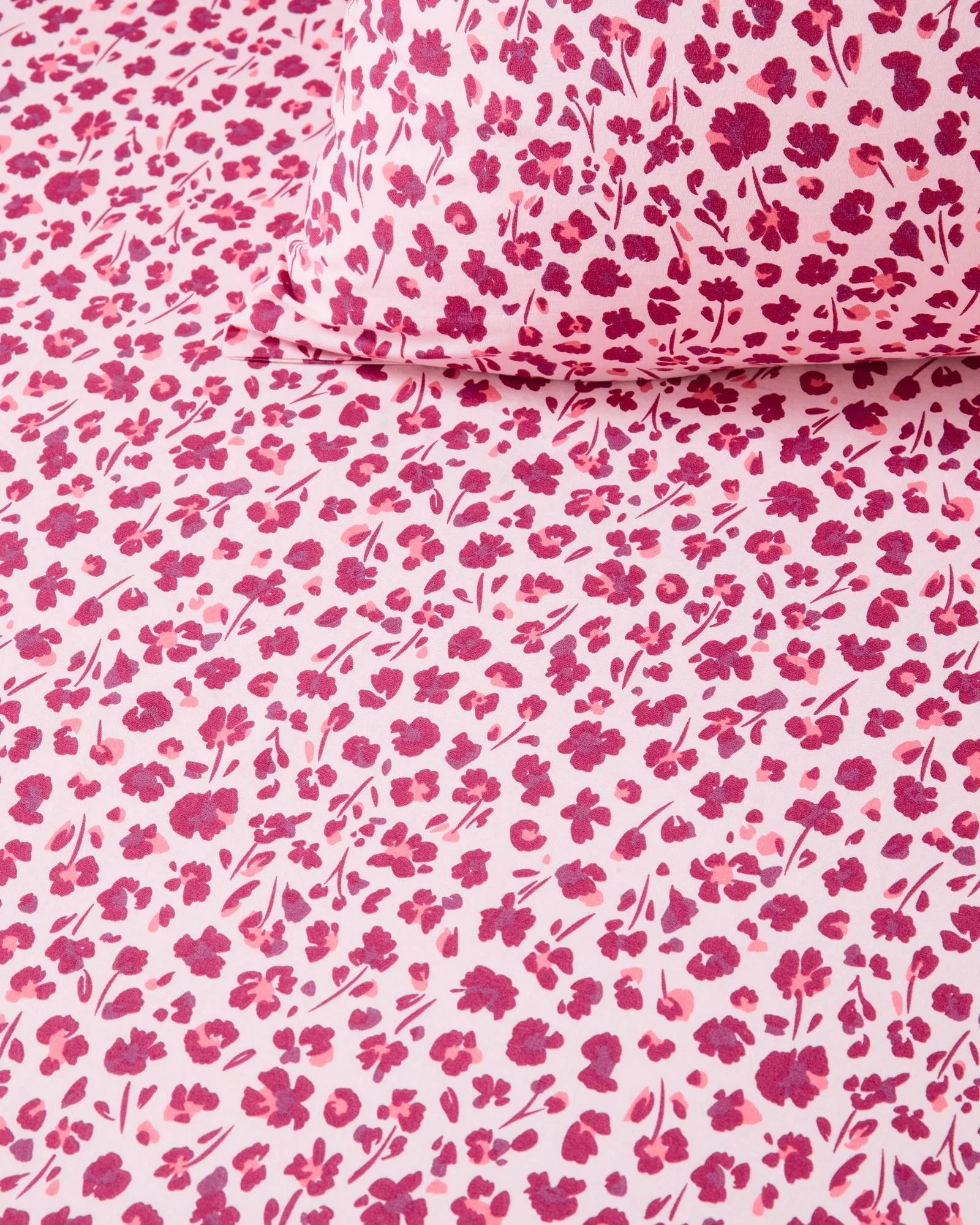 2 Target Australian Cotton Leopard Floral Mix & Match Fitted Sheet - Queen Bed - Pink, 2 of 3