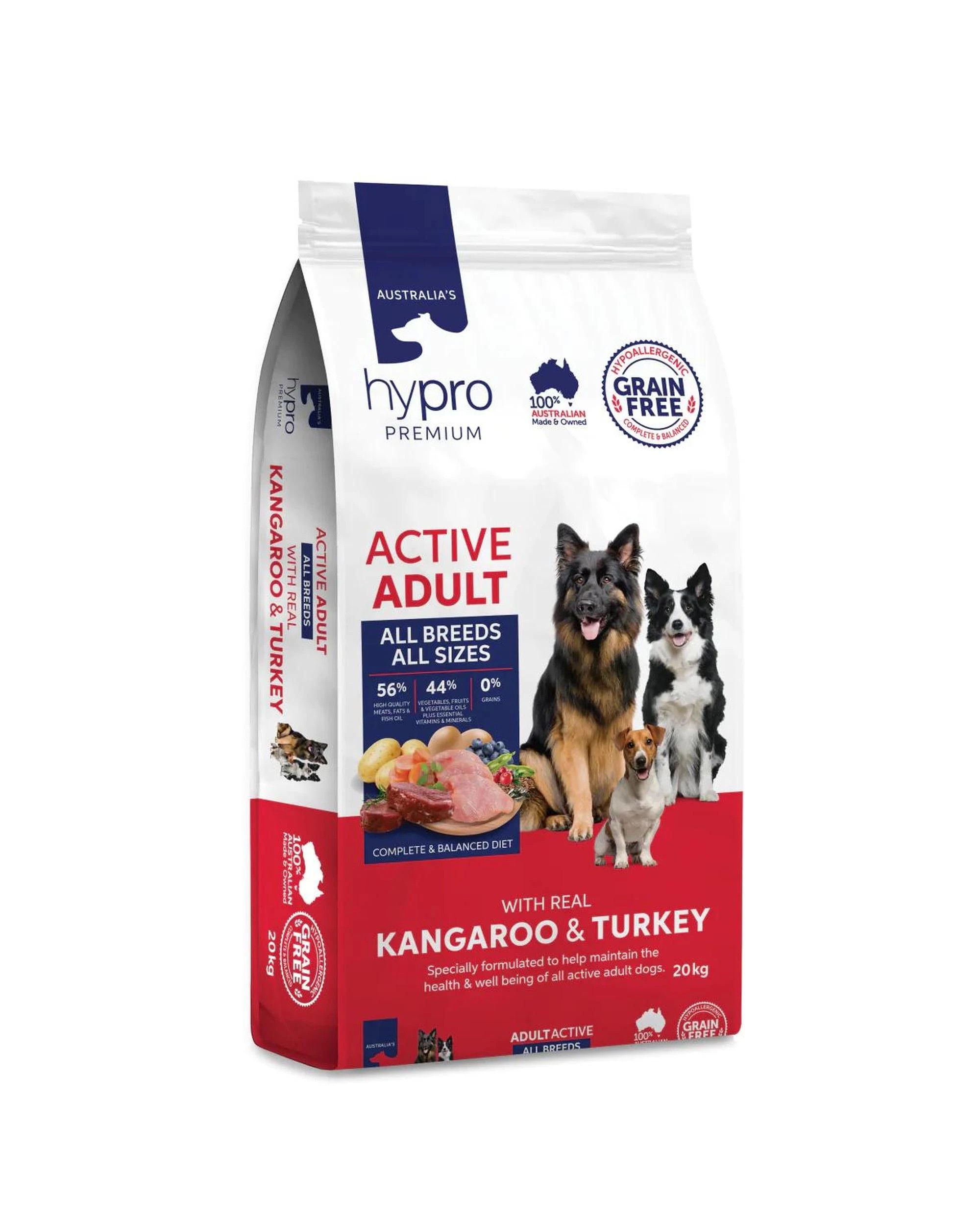 1 Hypro Premium Active Adult Dry Dog Food Real Kangaroo & Turkey 20kg, 1 of 1
