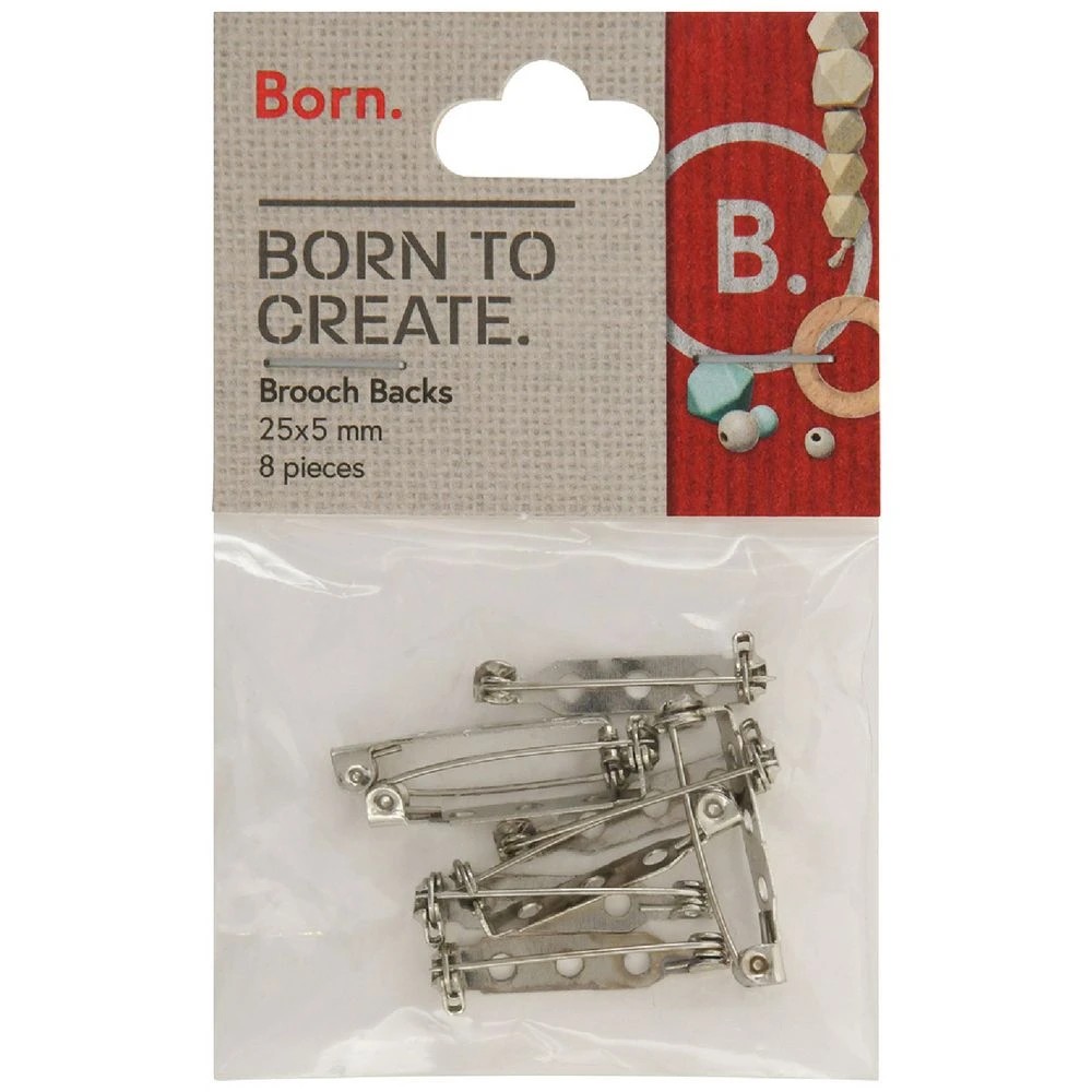 1 Born Brooch Back Small Silver 8 Pack, 1 of 2