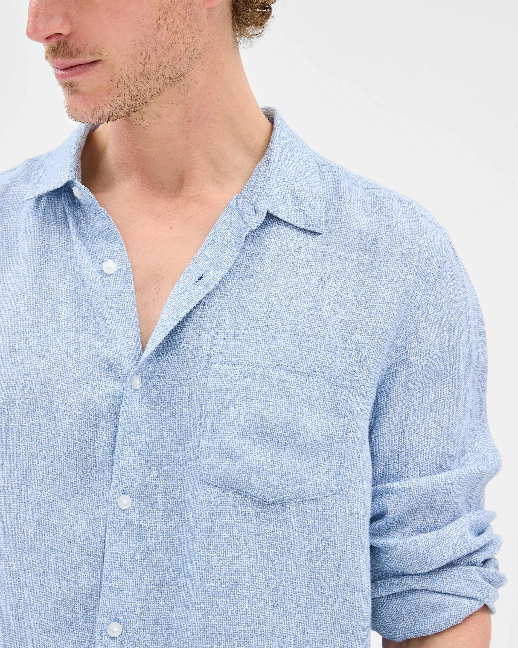 5 Target European Linen Long Sleeve Shirt LIGHT BLUE, 5 of 6