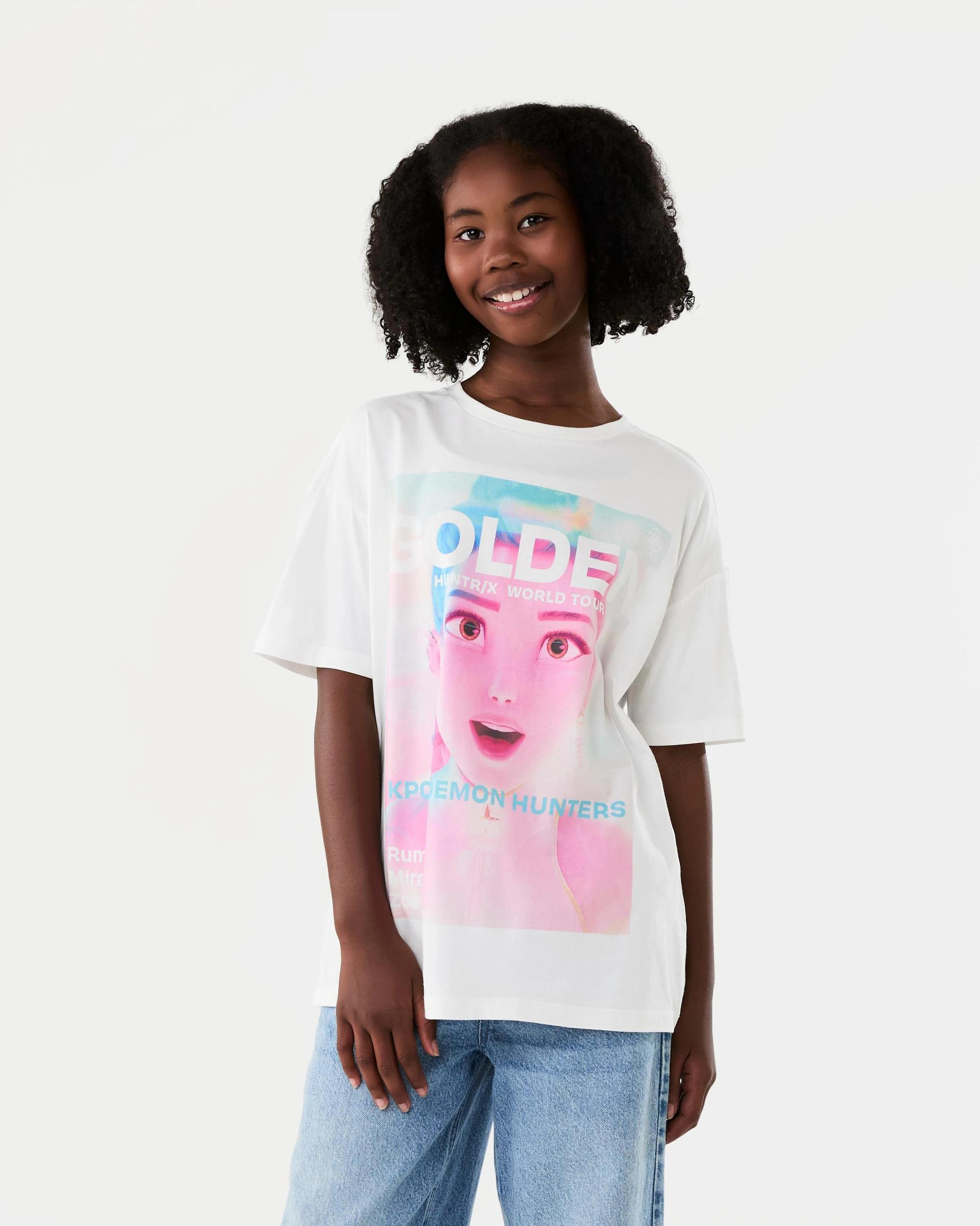1 KPop Demon Hunters License Golden Oversized T‑shirt White Dh, 1 of 7