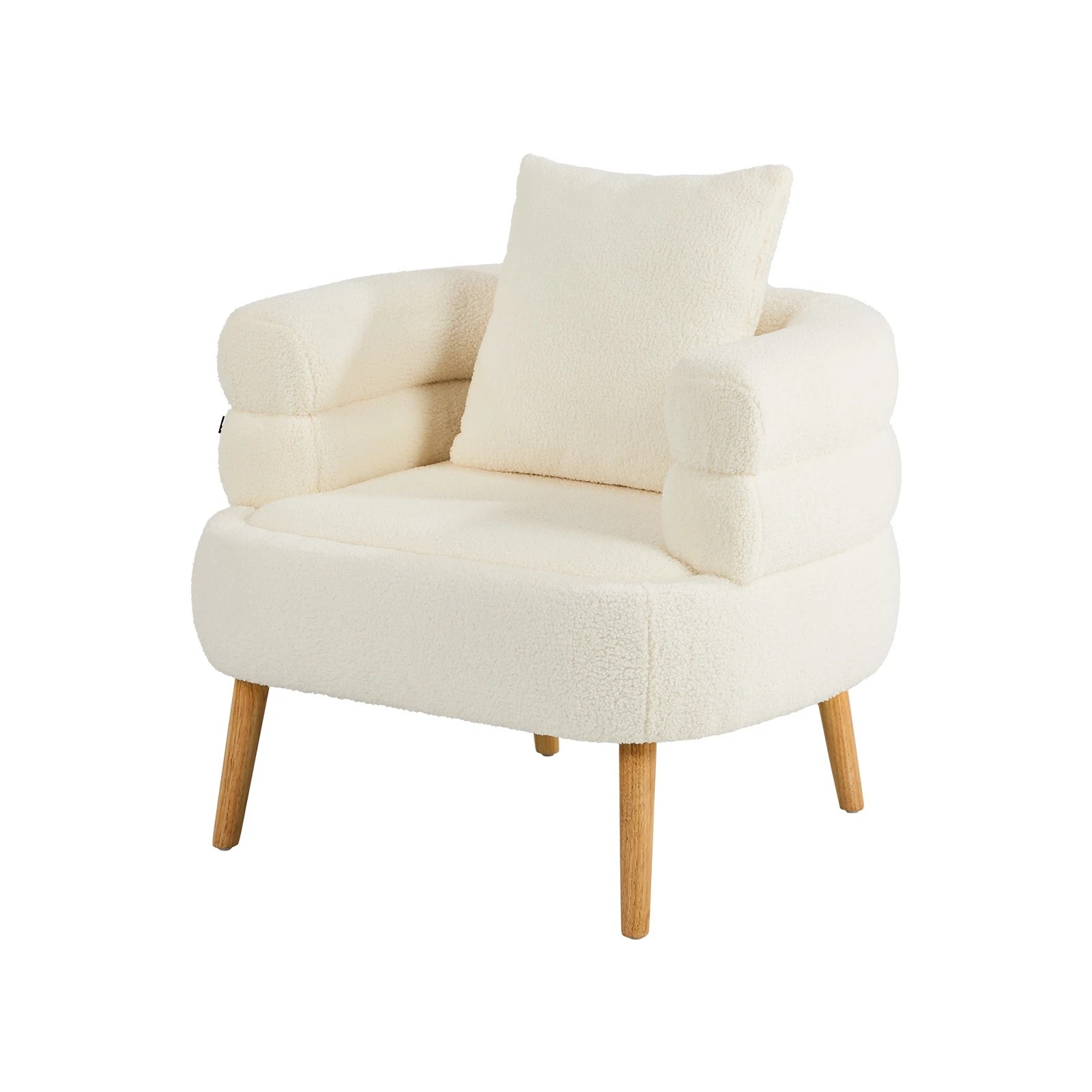 1 Oikiture Armchair Tub Chair Single Accent Armchairs Sofa Lounge Couch - White, 1 of 9