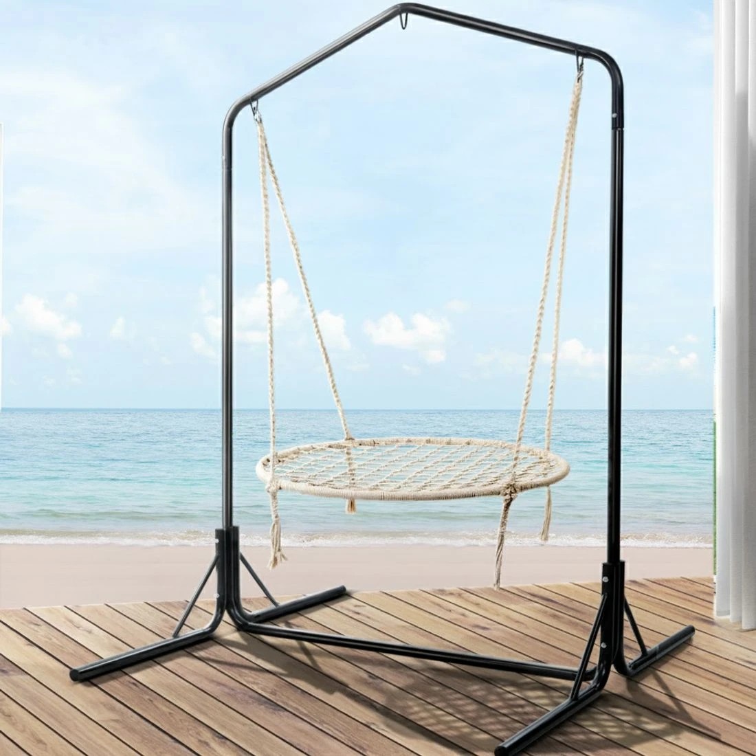 6 Gardeon Hammock Chair with Stand Nest Web Outdoor Swing 100cm - Multi, 6 of 6
