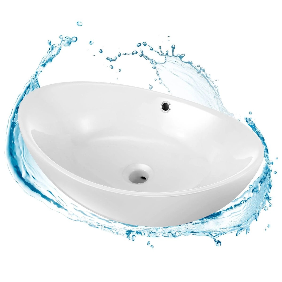 7 LUXSUITE Bathroom Vessel Sink Oval Basin Above Counter Hand Wash Bowl Vanity Washing Ceramic Countertop Modern White, 7 of 7