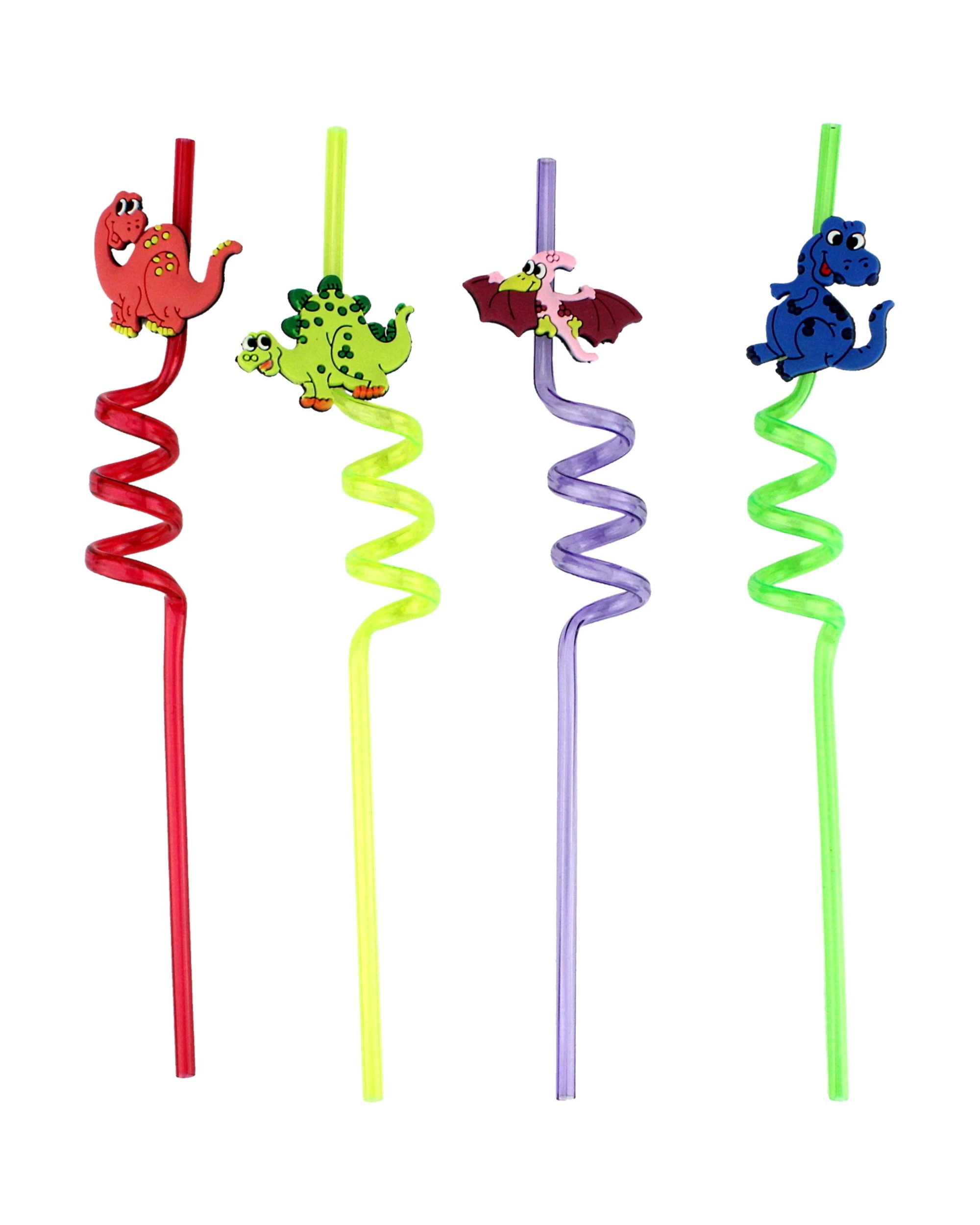 1 Partyrama Dinosaur Assorted Plastic Straws Pack of 4, 1 of 1
