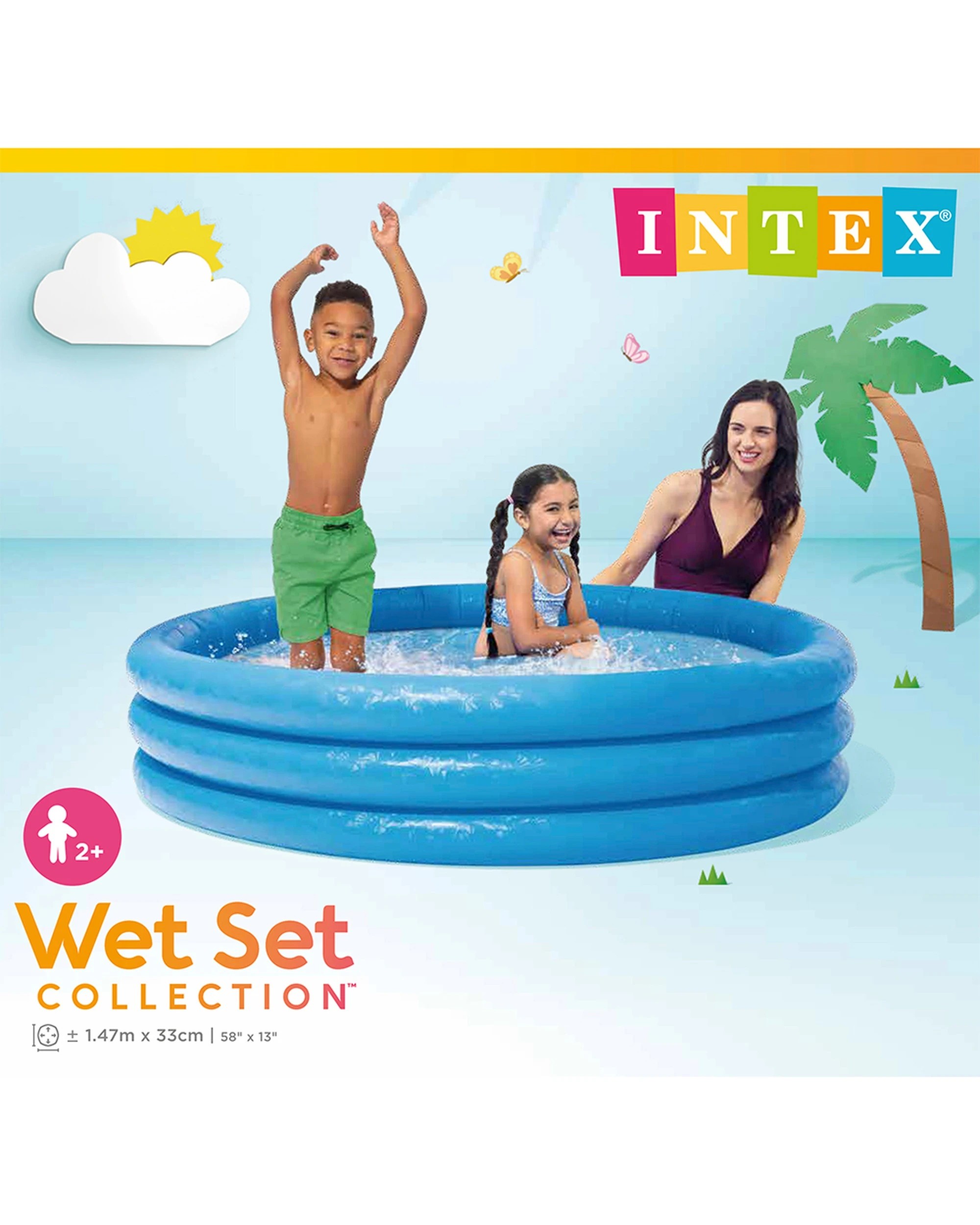 4 Intex Crystal Inflatable Swimming Pool Kids 2+ - Blue, 4 of 4