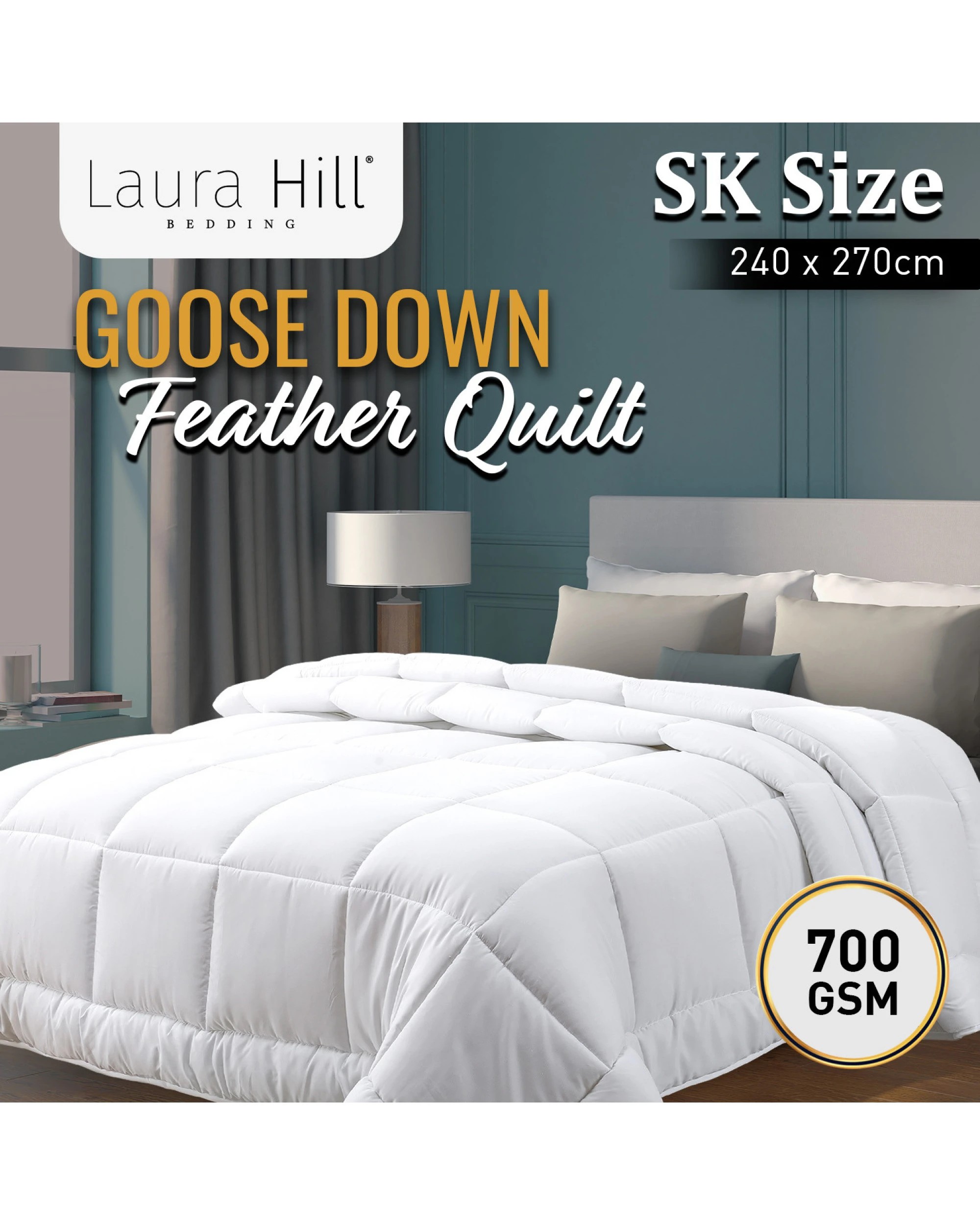 3 Laura Hill 700gsm Goose Down Feather Comforter Doona
 - Super King Bed, 3 of 10