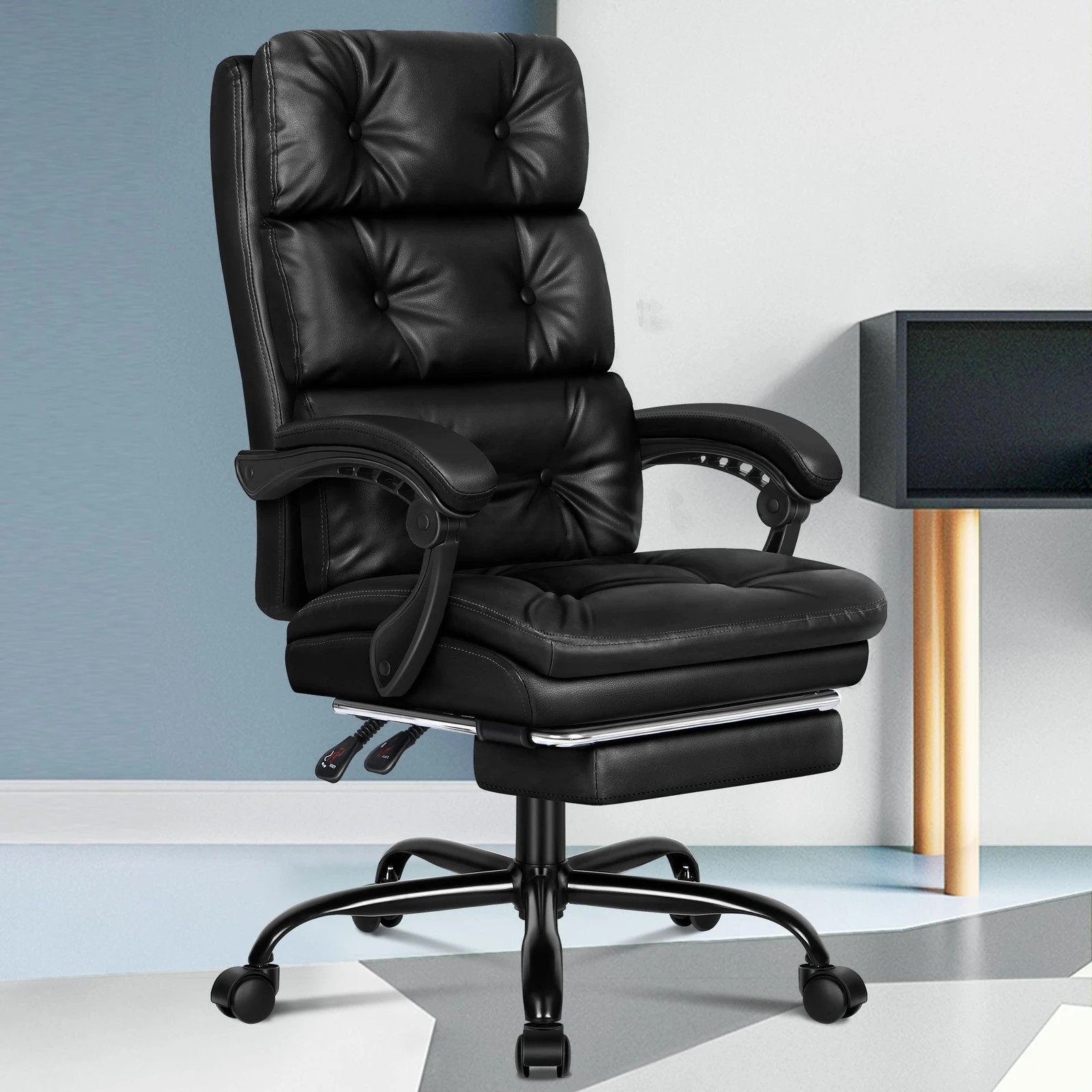 8 Alfordson Office Chair Executive Computer PU Leather Seat Work Recliner Gaming - Black, 8 of 10