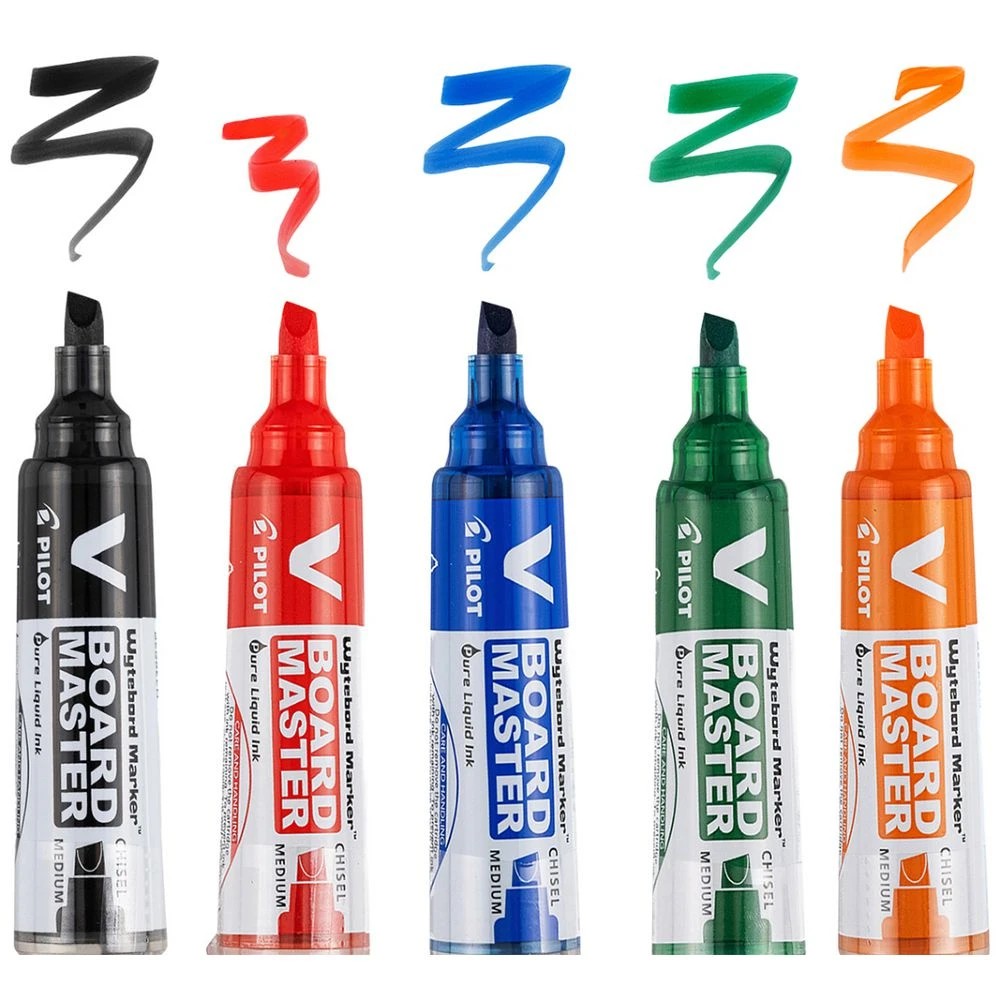 5 PILOT V Board Master Whiteboard Marker Chisel Assorted 5 Pack, 5 of 7