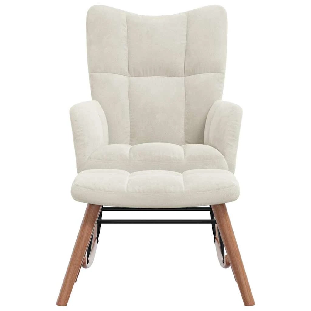 3 Vidaxl Rocking Chair With A Stool Velvet - Beige, 3 of 8