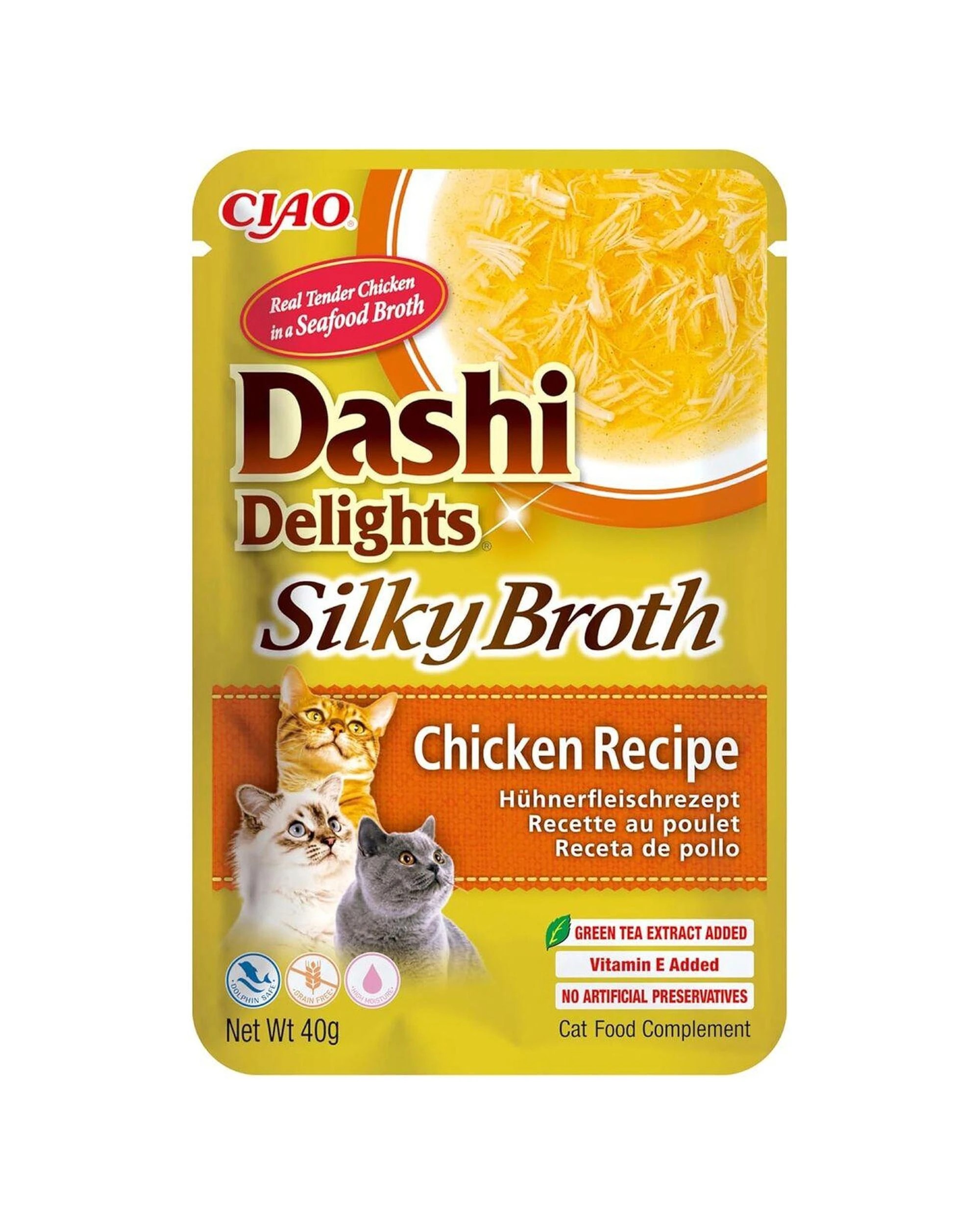 1 Inaba Dashi Delights Silky Broth Cat Food Topper Chicken Recipe 6 x 40g, 1 of 2