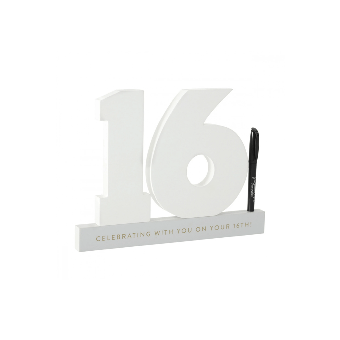 2 Splosh 16th Birthday Wooden Signature Number W/ Marker Keepsake 29x21cm White
 - White, 2 of 6
