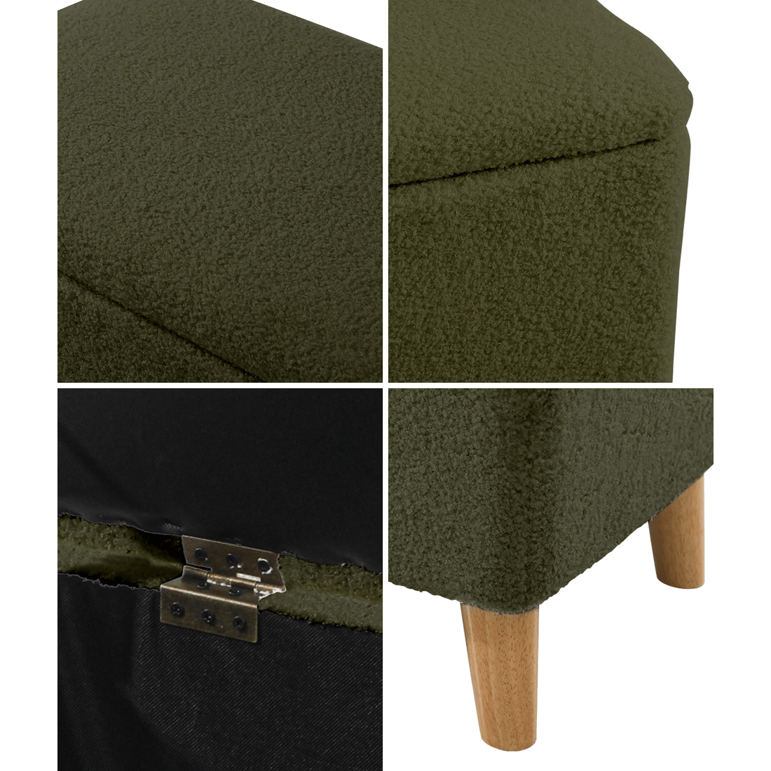 5 Oikiture Storage Ottoman Box Chest Sherpa - Green, 5 of 10