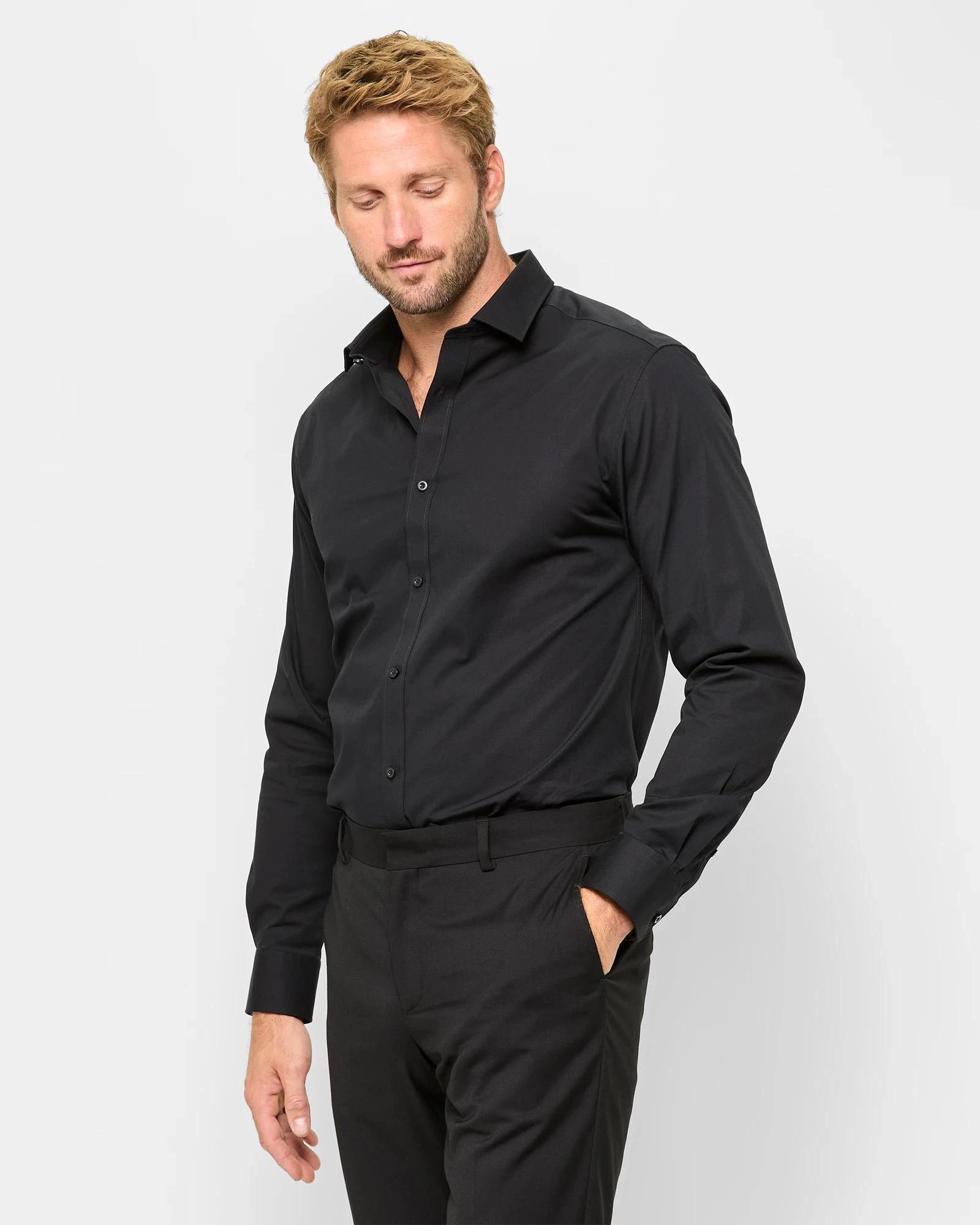 3 Slim Stretch Shirt - Preview BLACK, 3 of 7