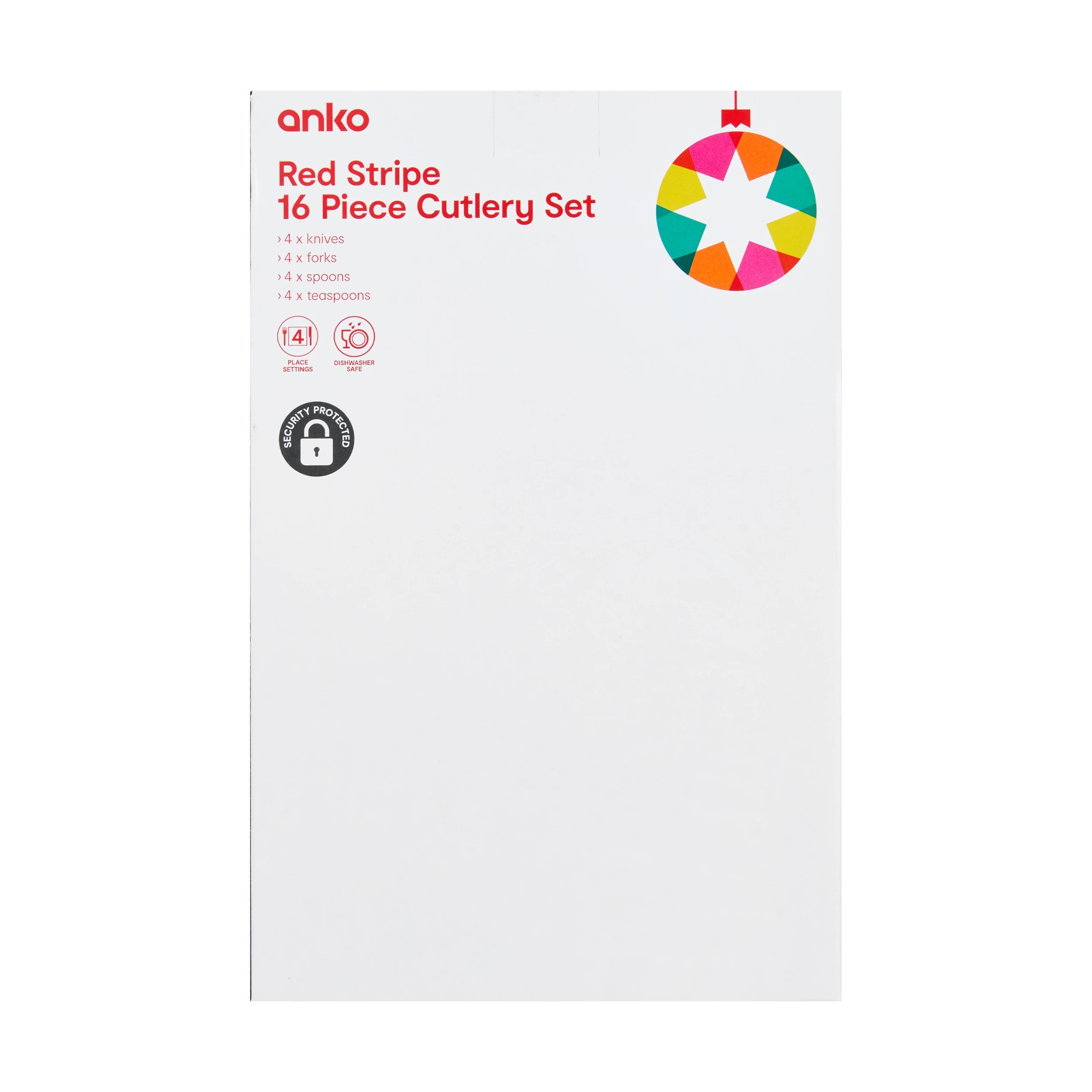 6 16 Piece Red Stripe Cutlery Set, 6 of 6