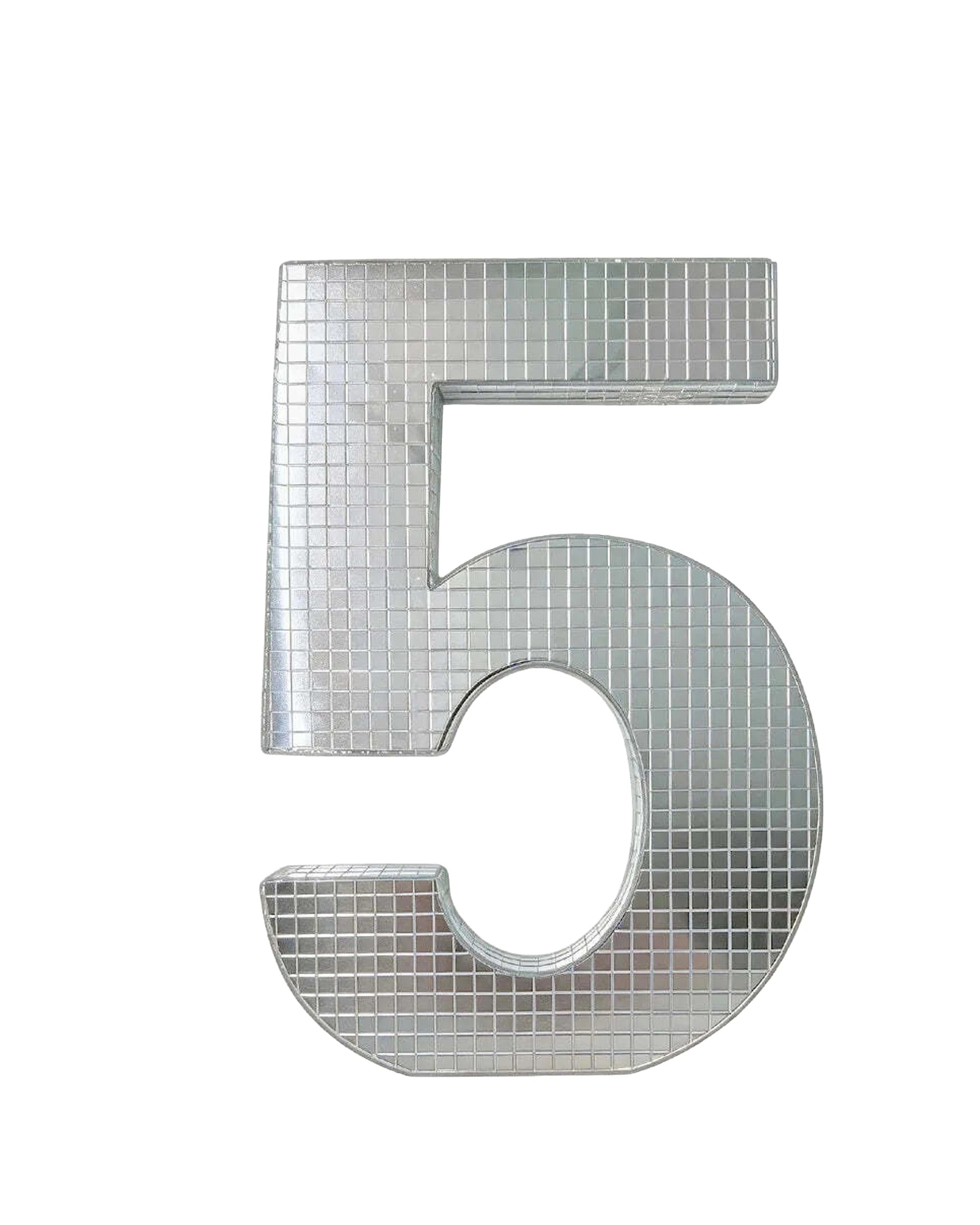 1 Party Maker 20cm Disco Decorative Metallic Style Party Accessory Number 5 - Silver, 1 of 1