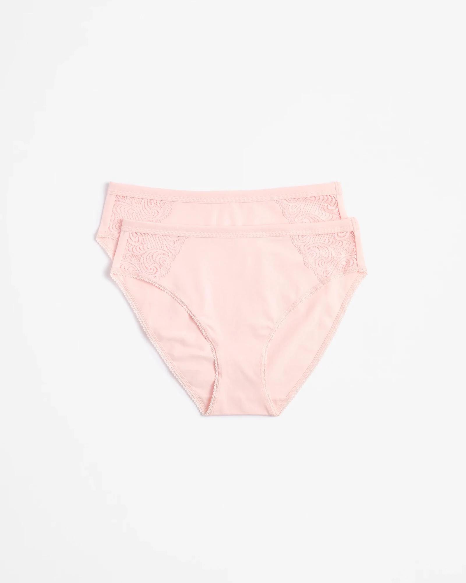 1 Target Woman Australian Cotton and Lace 2 Pack High Cut Briefs BLUSHING BRIDE, 1 of 4