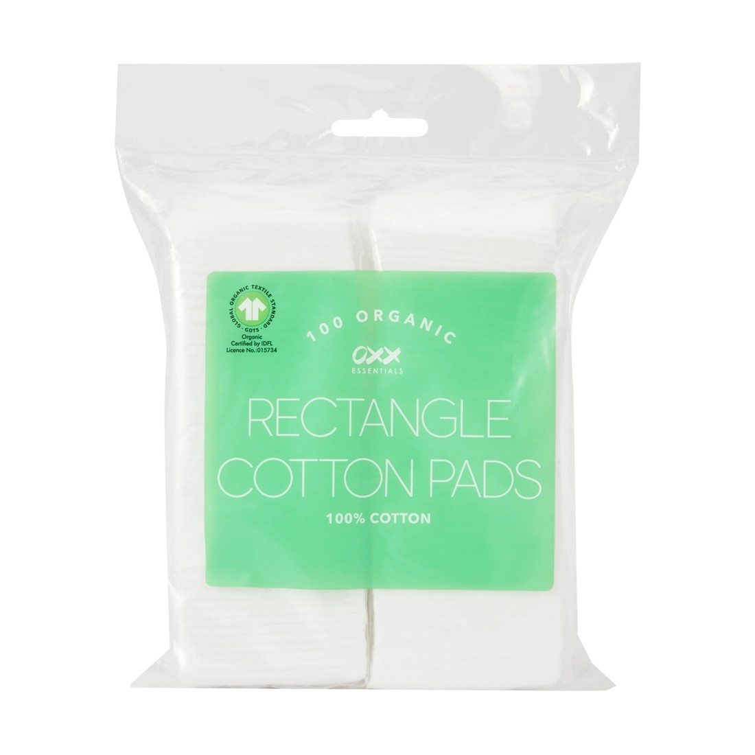 1 OXX Essentials 100 Pack Rectangle Organic Cotton Pads, 1 of 3