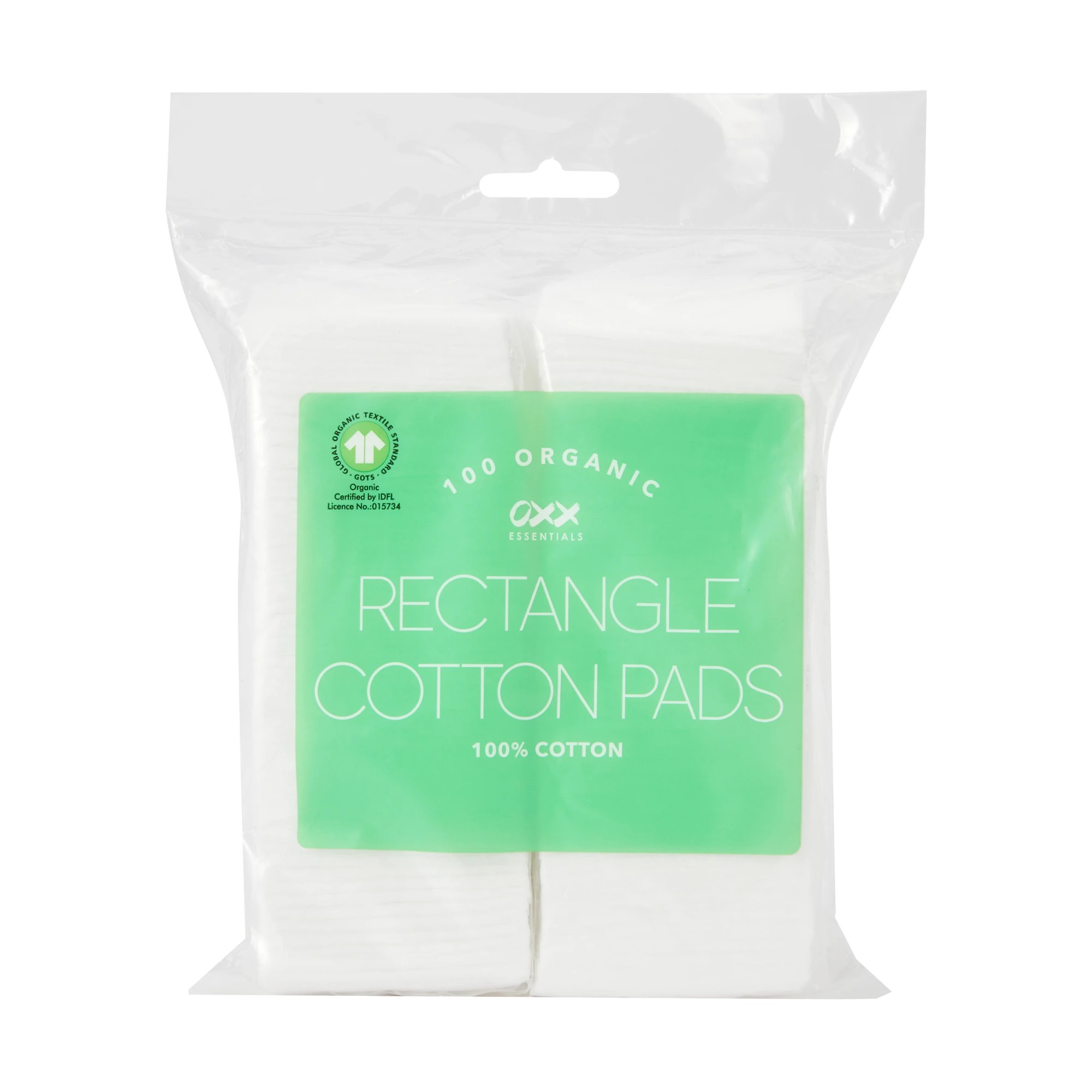 1 OXX Essentials 100 Pack Rectangle Organic Cotton Pads, 1 of 3