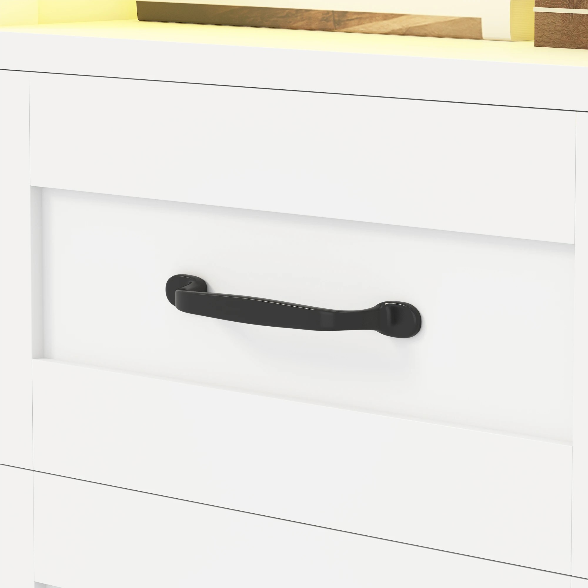 7 Advwin Set of 2 Farmhouse Bedside Table with 2 Drawers, Charging Station & LED Light - White, 7 of 8