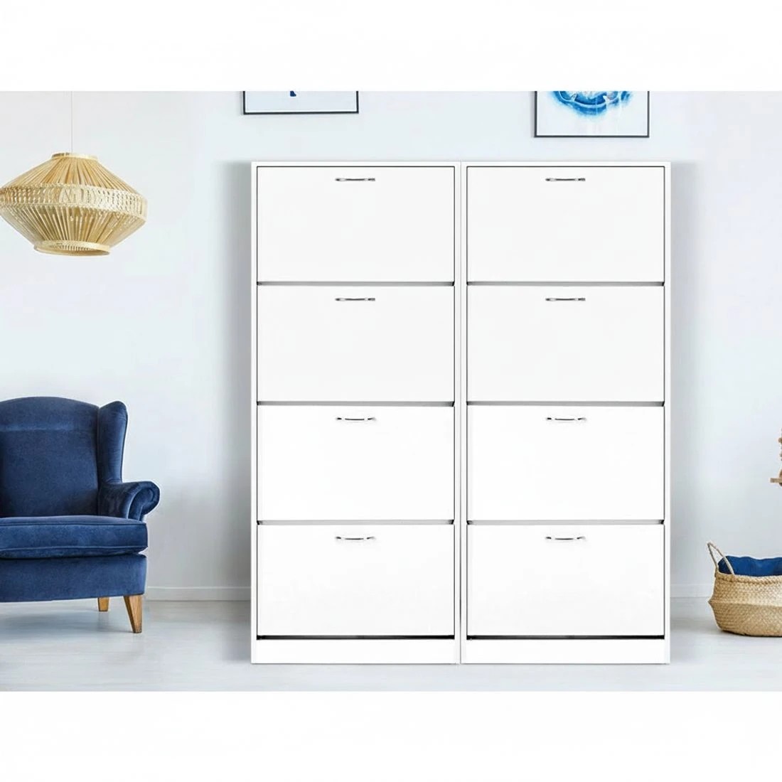 5 Artiss Shoe Rack Cabinet 60 Pairs 4 Doors - White, 5 of 7