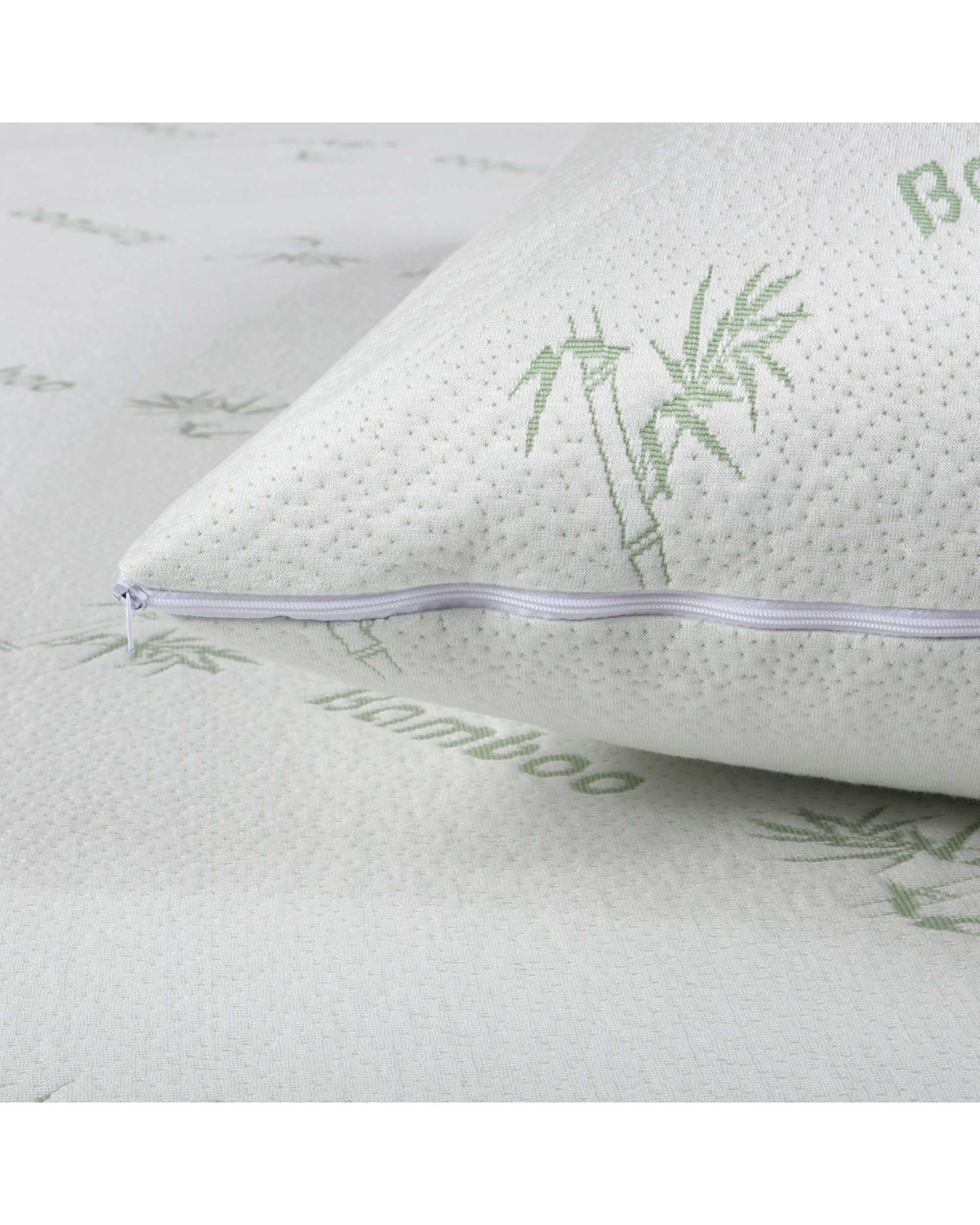 2 Dreamaker Bamboo Knitted Waterproof Pillow Protector Standard 48x73cm (2 Pack) - White, 2 of 4