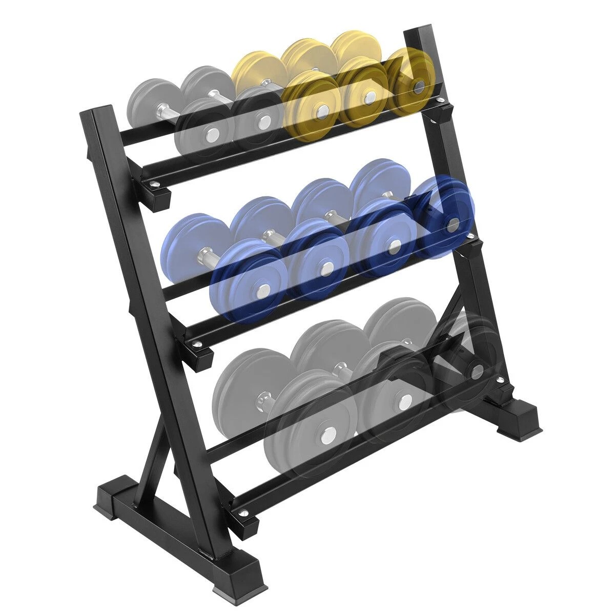 2 Ausway 3 Tier Dumbbell Rack Weight Set Stand Home Gym Storage, 2 of 7