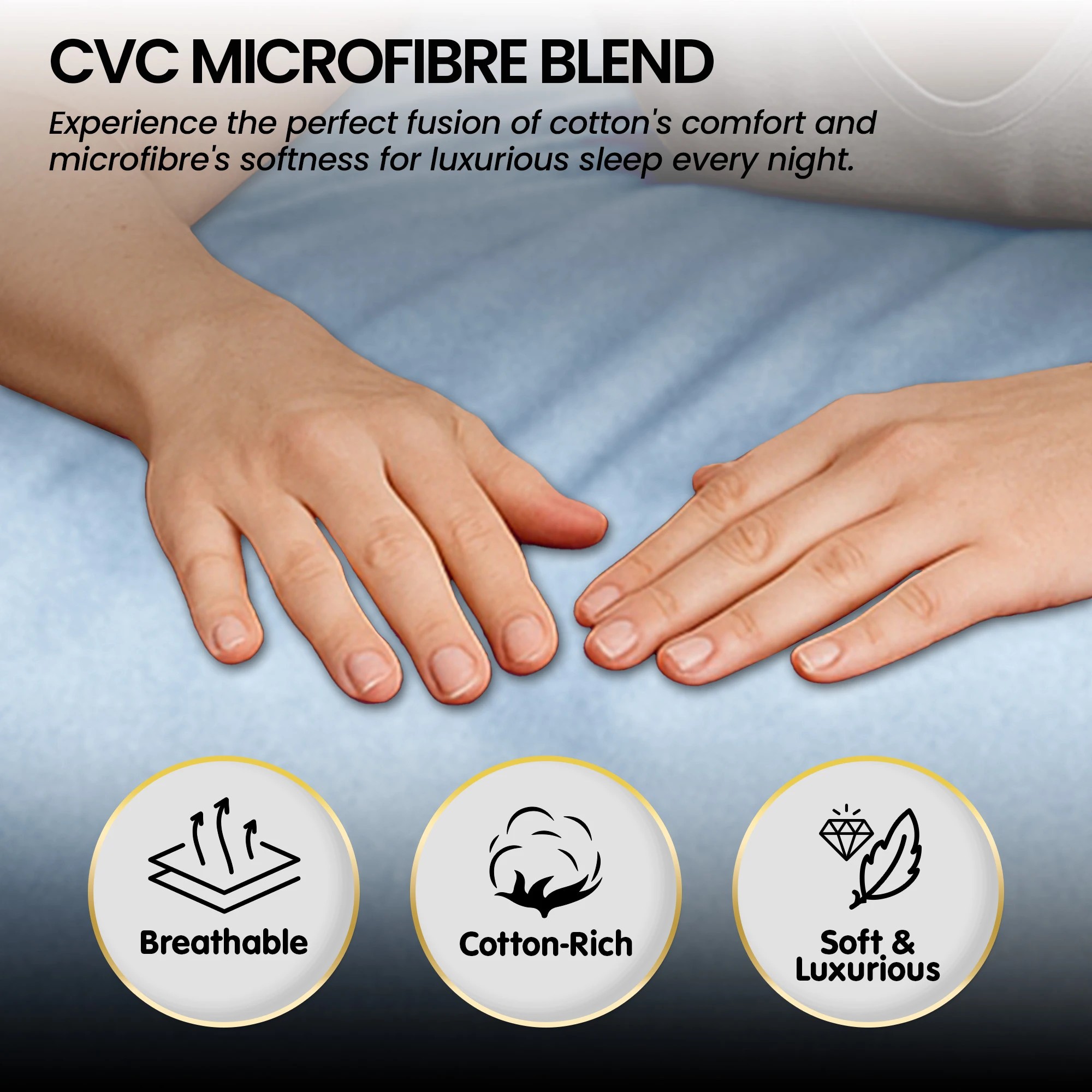 5 4pc 1000 Thread Count Cotton Rich King Bed Sheet Gift Pack Cvc Microfibre Blend In Blue
 - King Bed, 5 of 10