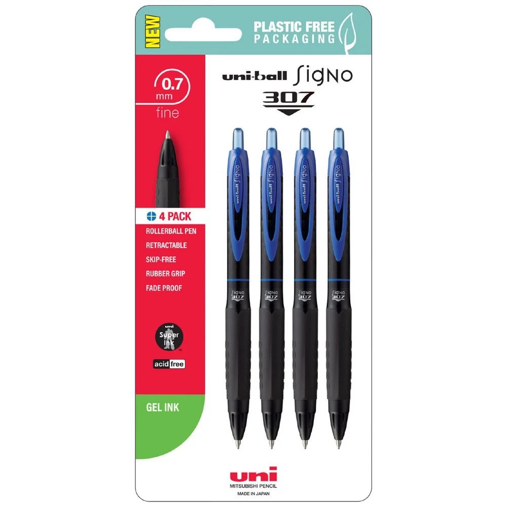 1 Uni-Ball Signo 307 Fine Retractable Gel Pen 0.7mm Blue, 1 of 3