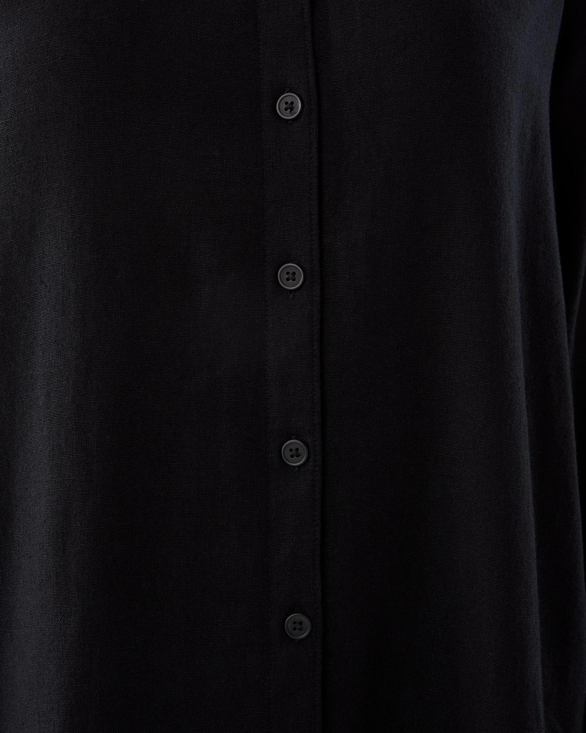 6 Long Sleeve Linen Blend Shirt Black, 6 of 7