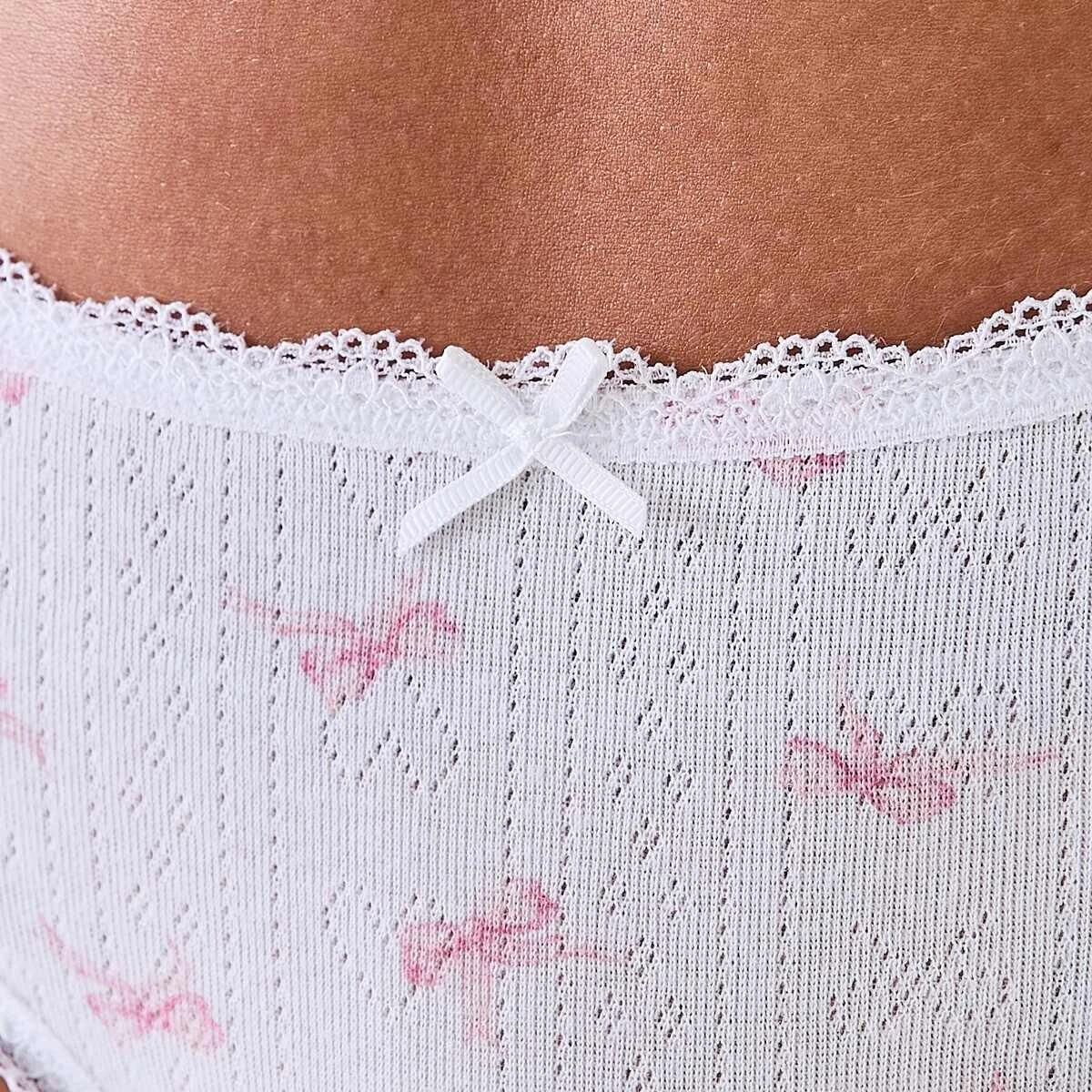 9 3 Pack Pointelle G-String Briefs Pink Bows, 9 of 9