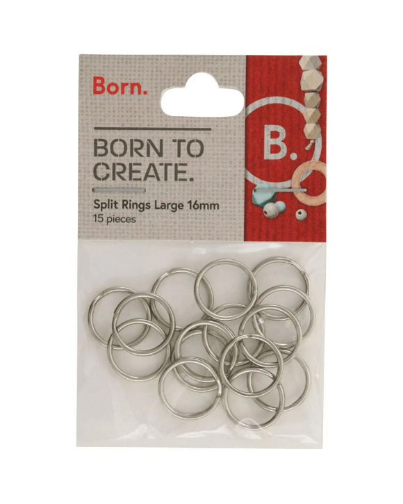 Born Split Rings 16mm Silver 15 Pack