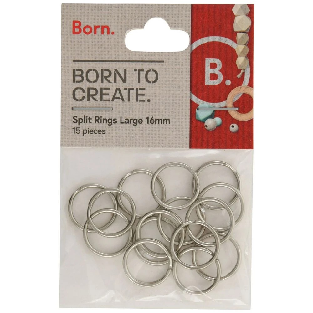 1 Born Split Rings 16mm Silver 15 Pack, 1 of 2