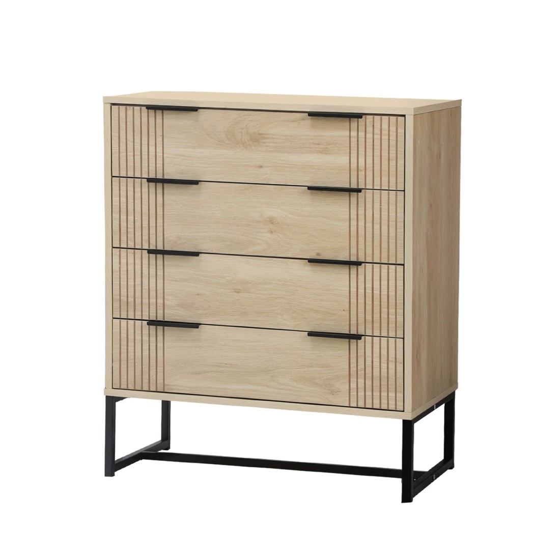 1 Oikiture 4 Chest Of Drawers Storage Cabinet Dresser Table
 - Natural, 1 of 10