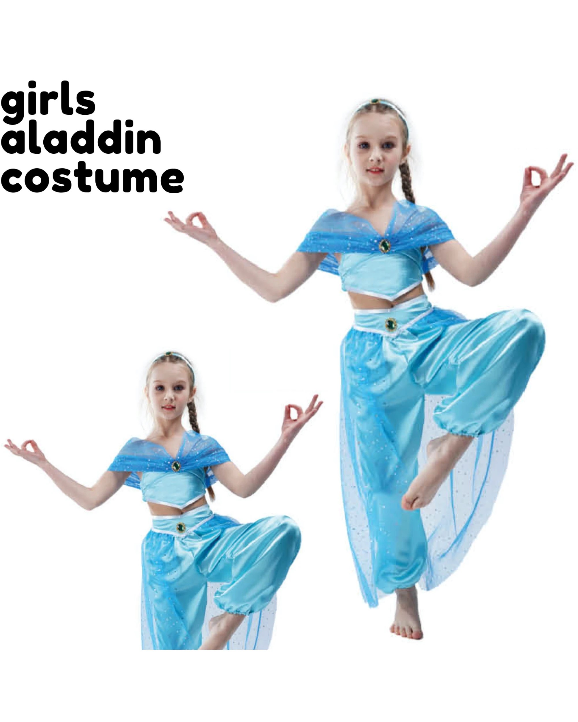 3 BR Costumes Girls Arabian Princess Jasmine Costume for Book Week, 3 of 3