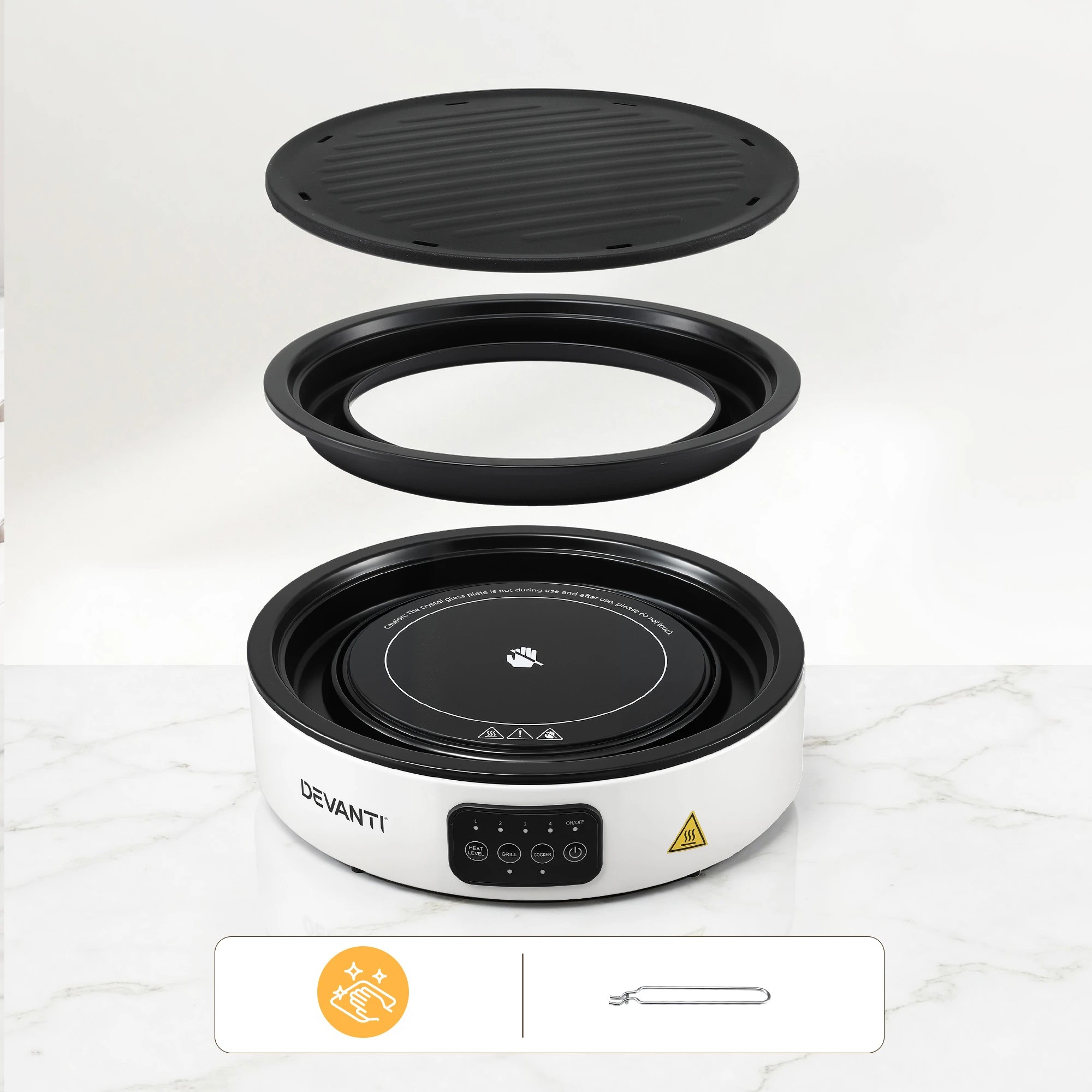 4 Devanti Ceramic Cooktop Electric Grill Cooker - White, 4 of 9