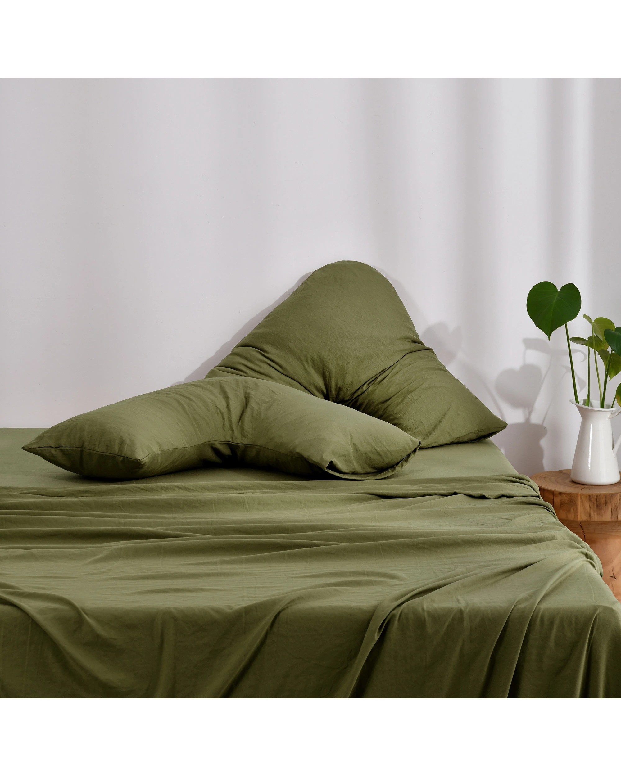 5 Dreamaker Superfine Washed Microfibre V-Shape Pillowcase Twin Pack - Olive, 5 of 5