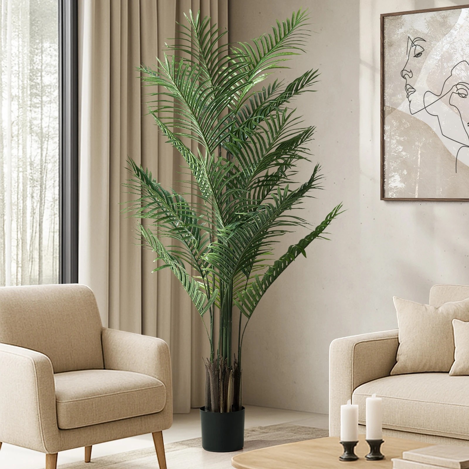 3 Livsip 180cm Artificial Palm Tree Lifelike Faux Potted Plant - Green, 3 of 10