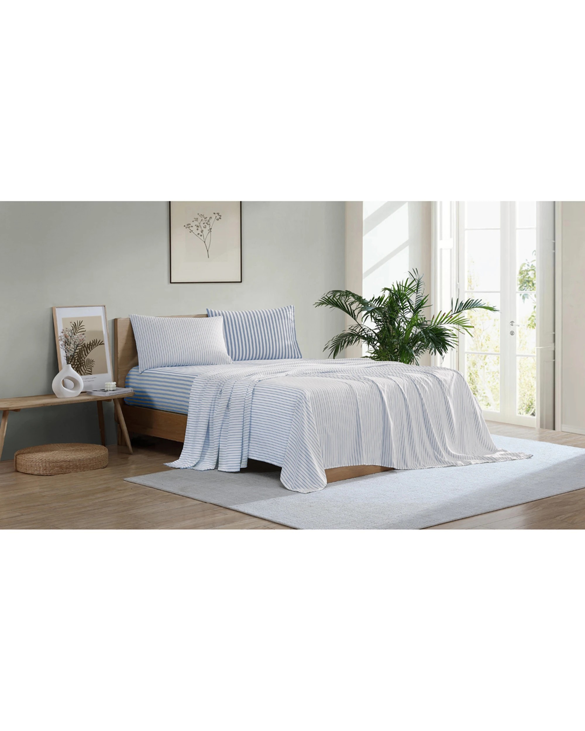 1 Ardor Boudoir Frankie Stripe Soft Fabric Stylish Sheet Set - King Bed - Blue, 1 of 3