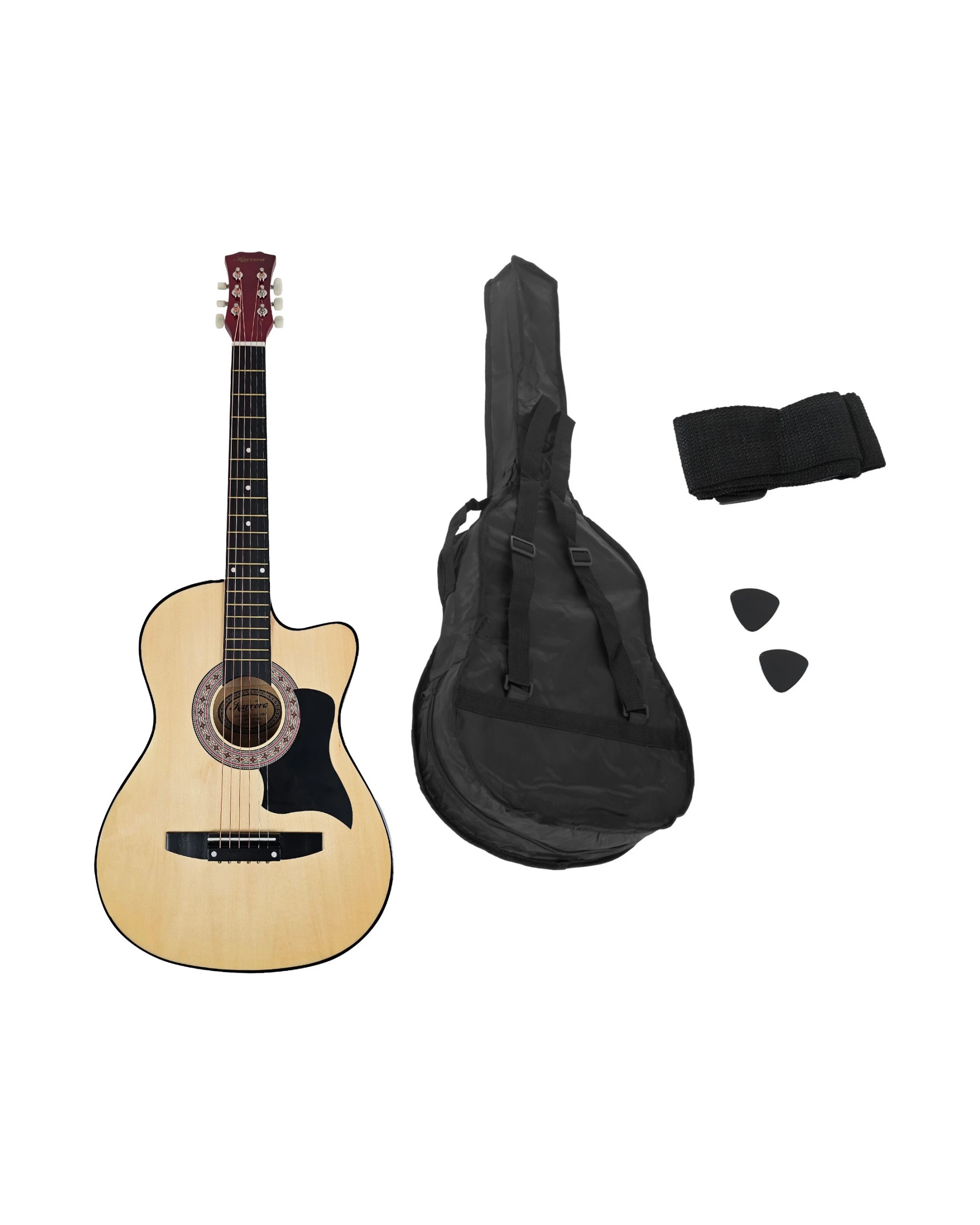 4 Karrera 38in Cutaway Acoustic Guitar with Guitar Bag - Natural, 4 of 5