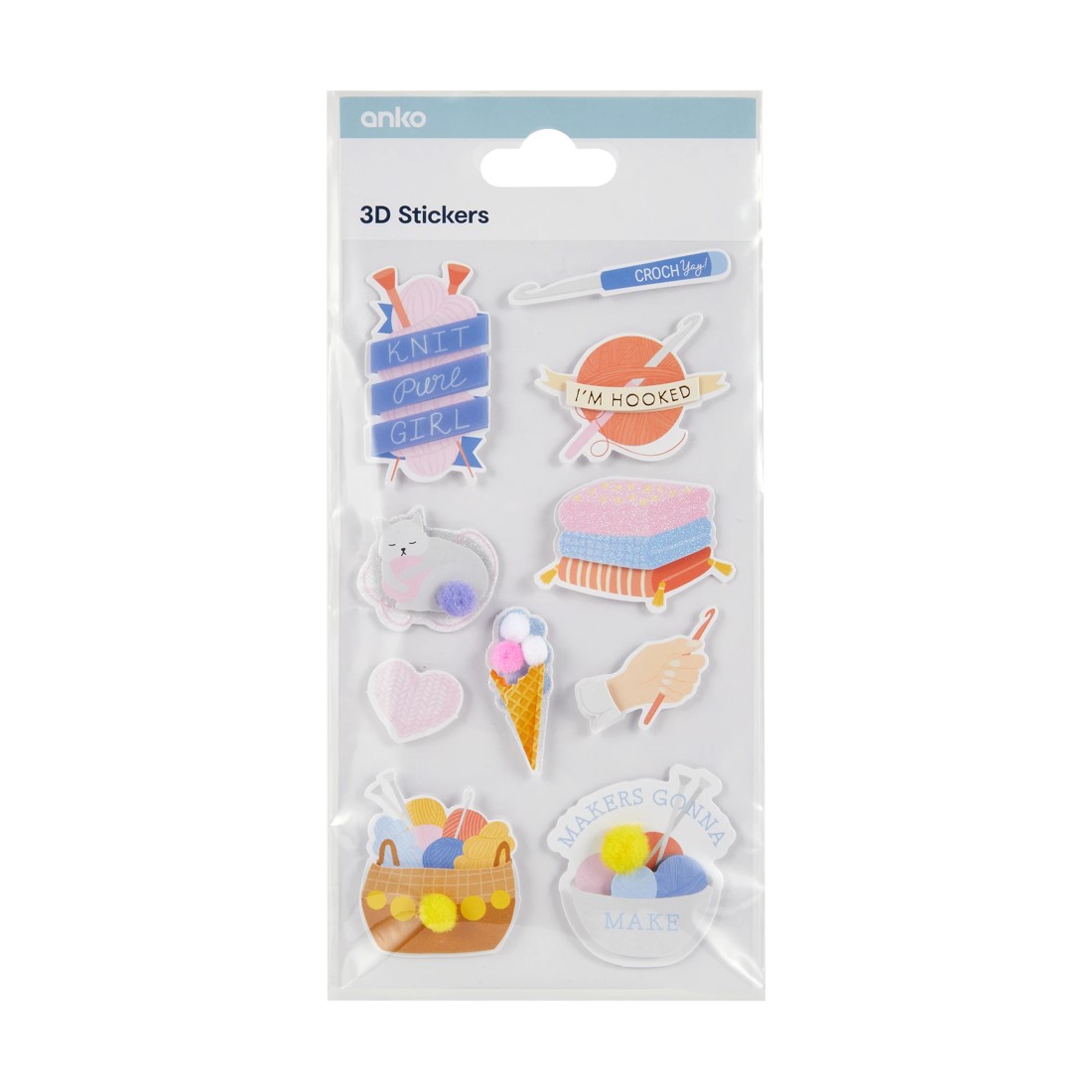 1 3D Stickers Sheet - Yarn, 1 of 2