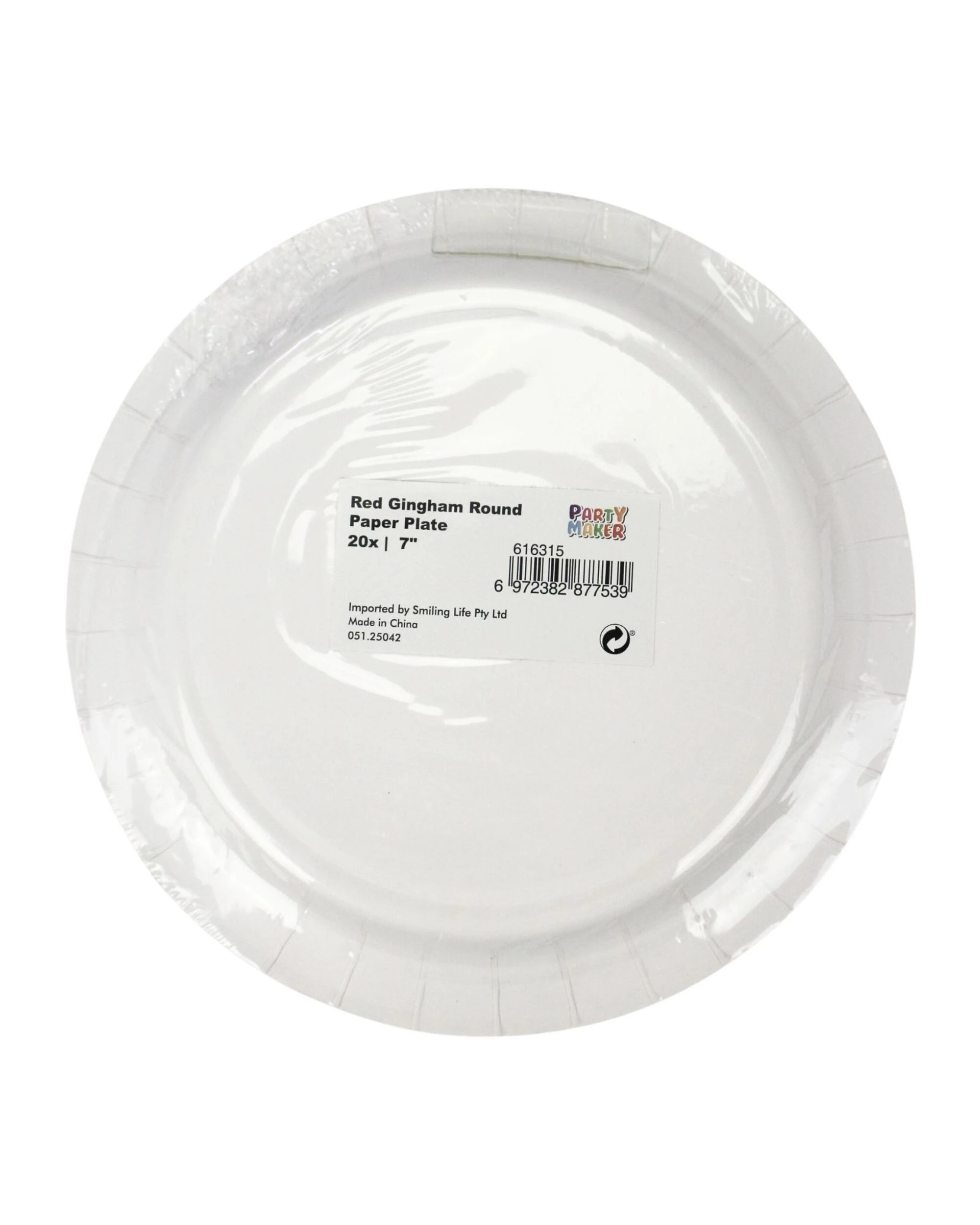 3 Party Maker Bright Gingham Small Paper Plates Pack of 20 - Red, 3 of 3