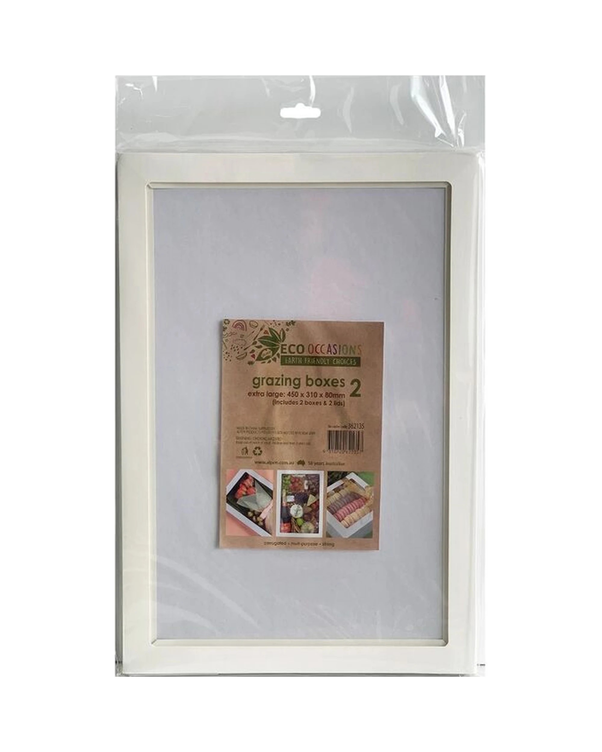 4 Alpen Eco White Grazing Boxes with Lids 45cm x 31cm x 8cm Pack of 2 - White, 4 of 4