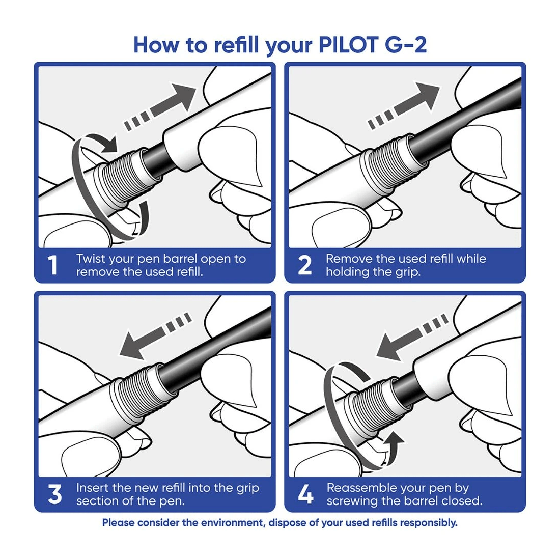 8 PILOT G2 Retractable Gel Pen Fine 0.7mm Blue 4 Pack, 8 of 8
