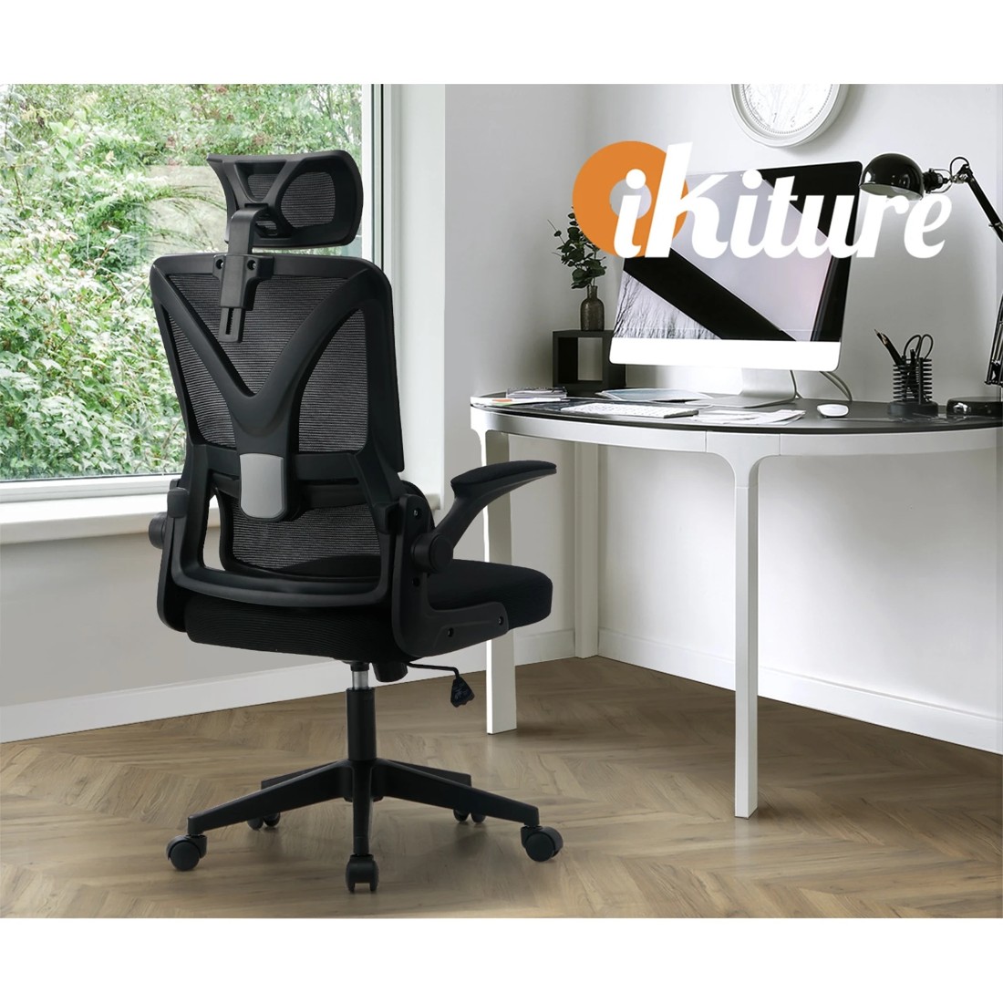 6 Oikiture Mesh Office Chair D-shape
 - Black, 6 of 10