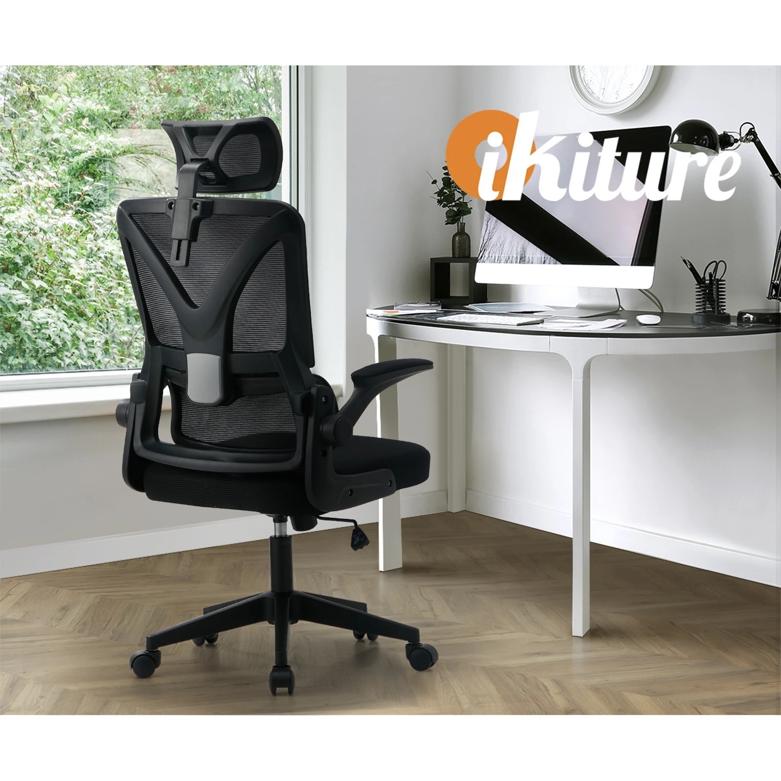 6 Oikiture Mesh Office Chair D-shape
 - Black, 6 of 10