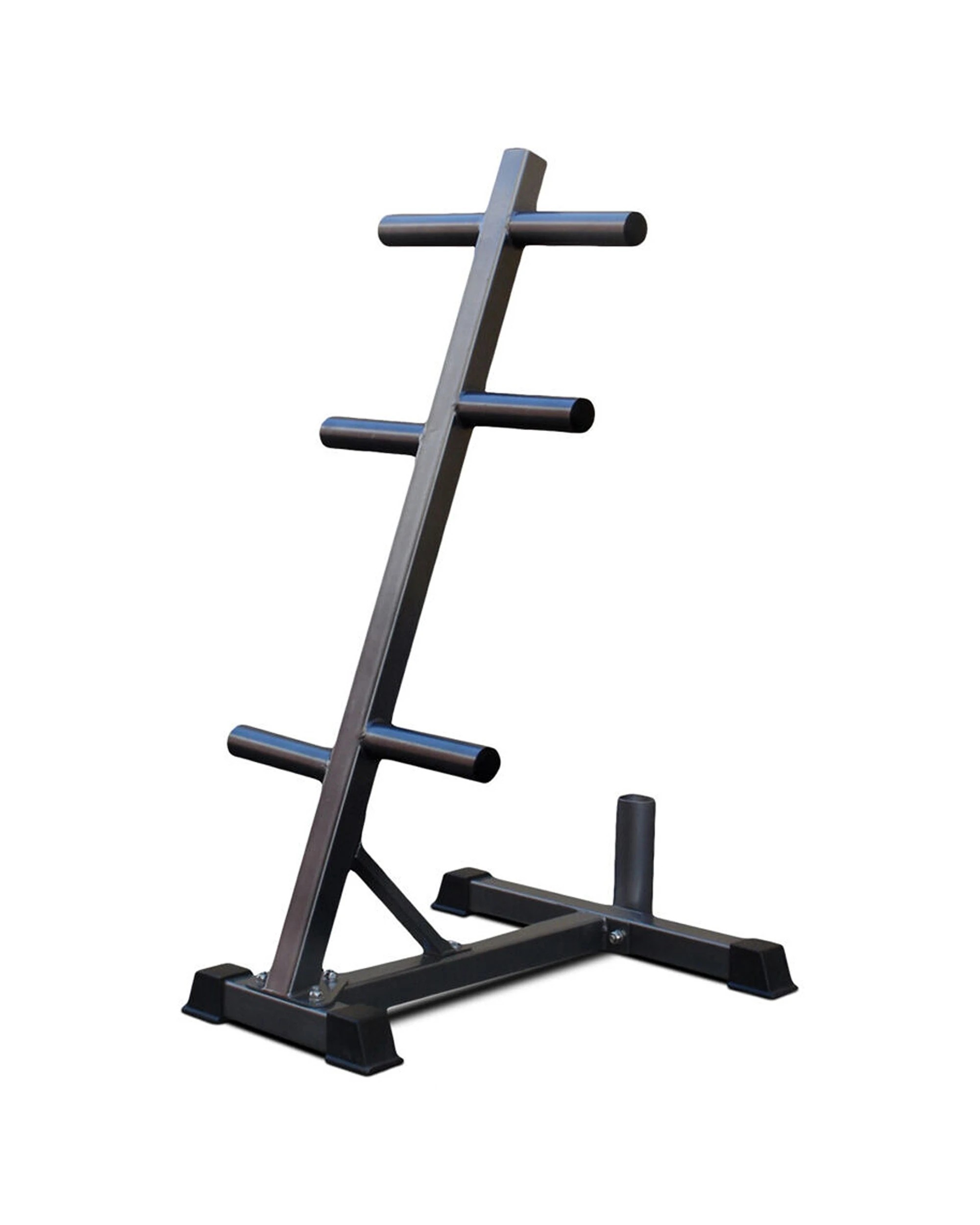 1 BODYWORX Olympic Weight Plate Tree Rack With Bar Holder Heavy Duty Steel - Black, 1 of 1