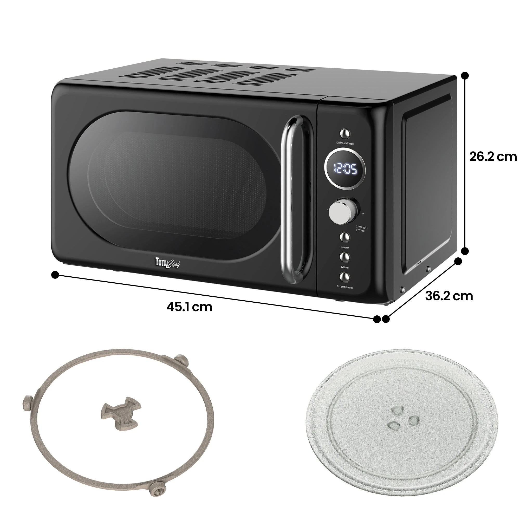 7 Total Chef 20L Retro Microwave Oven Black - Black, 7 of 8